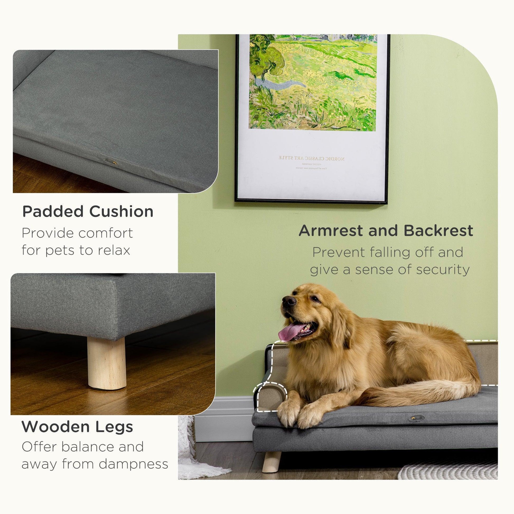 PawHut Dog Sofa - Grey, Large, Water-resistant - ALL4U RETAILER LTD