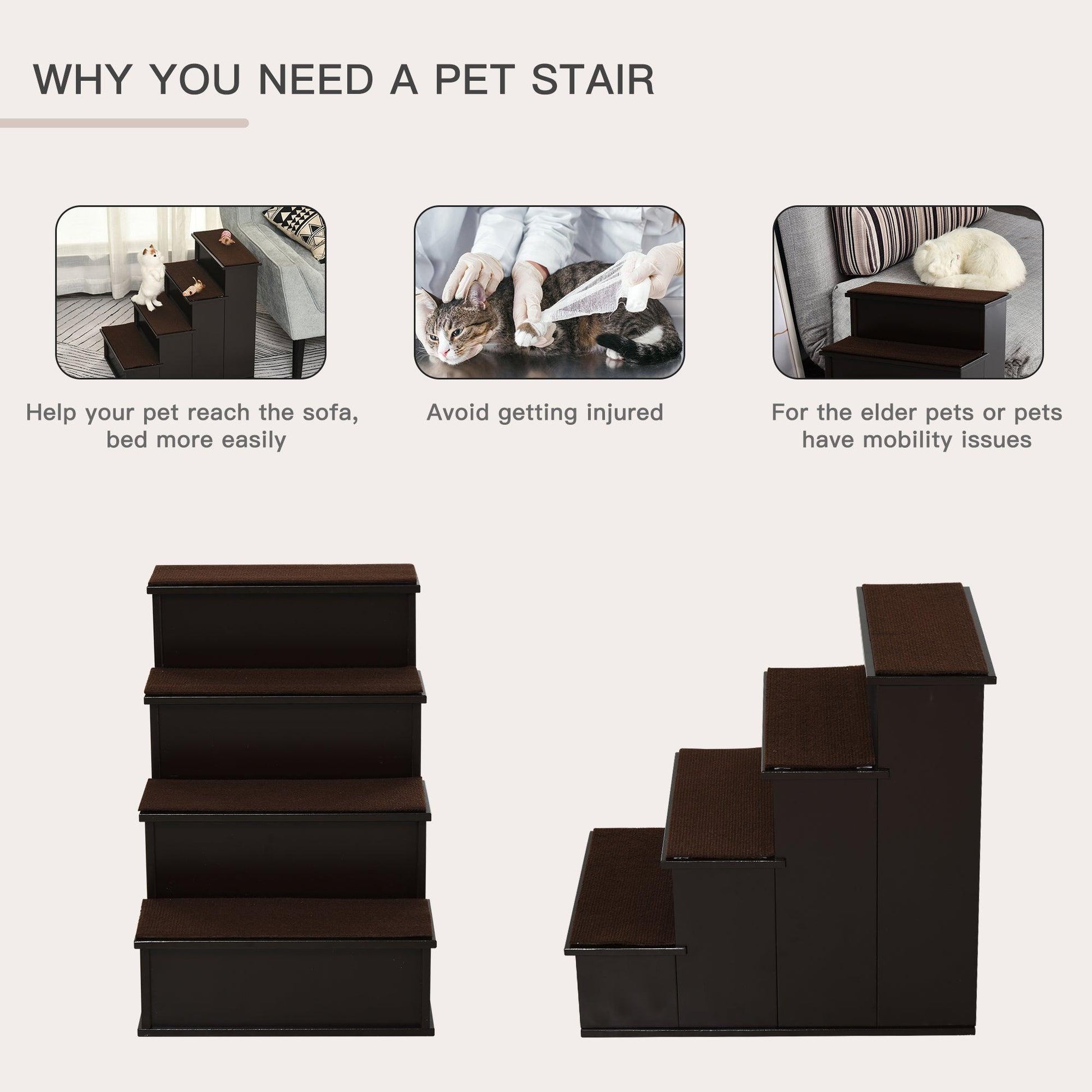 PawHut Dog Stairs: Comfy & Non-Slip Ramp for Bed or Couch - ALL4U RETAILER LTD