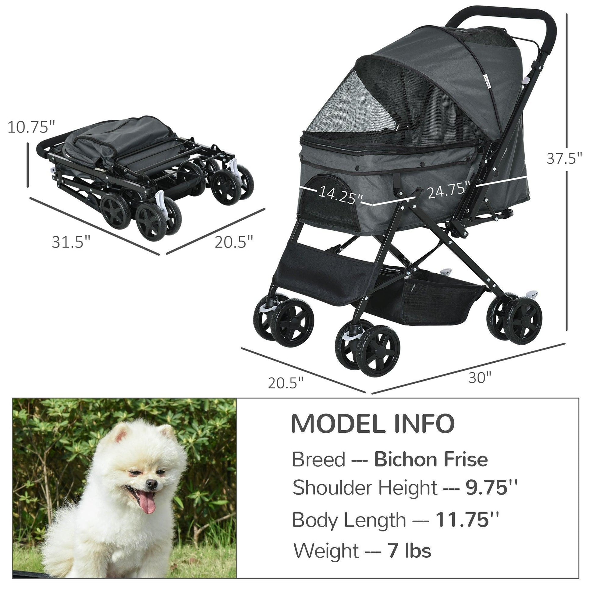 PawHut Dog Stroller: Foldable & Safe - ALL4U RETAILER LTD