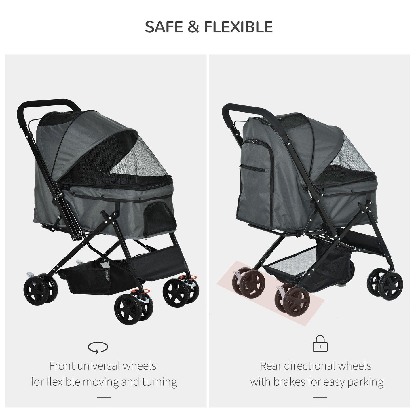 PawHut Dog Stroller: Foldable & Safe - ALL4U RETAILER LTD