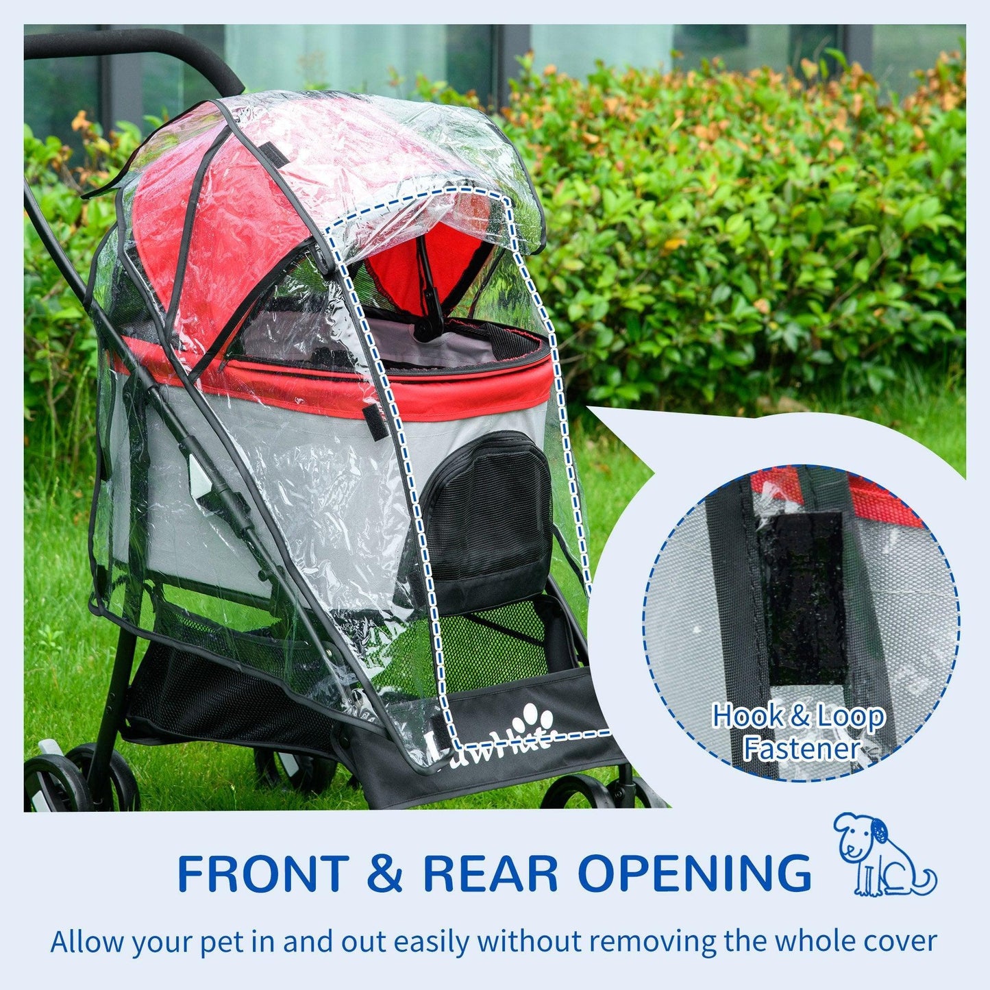 PawHut Dog Stroller Rain Cover - Waterproof Pram Shield - ALL4U RETAILER LTD