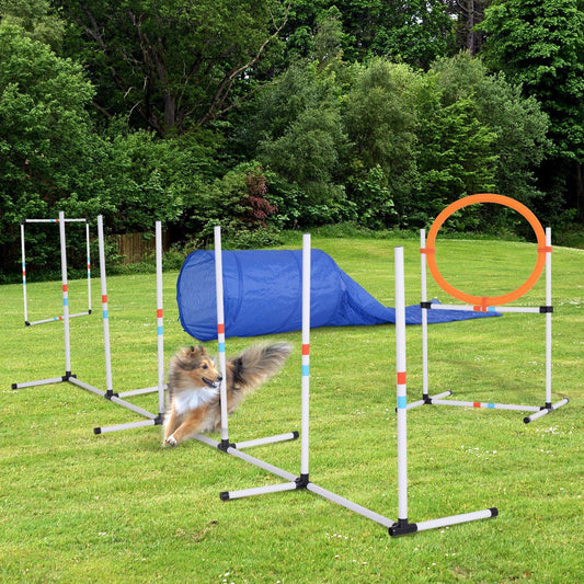 PawHut Dogs PE Agility Set - 5 Obstacle Training Kit - ALL4U RETAILER LTD