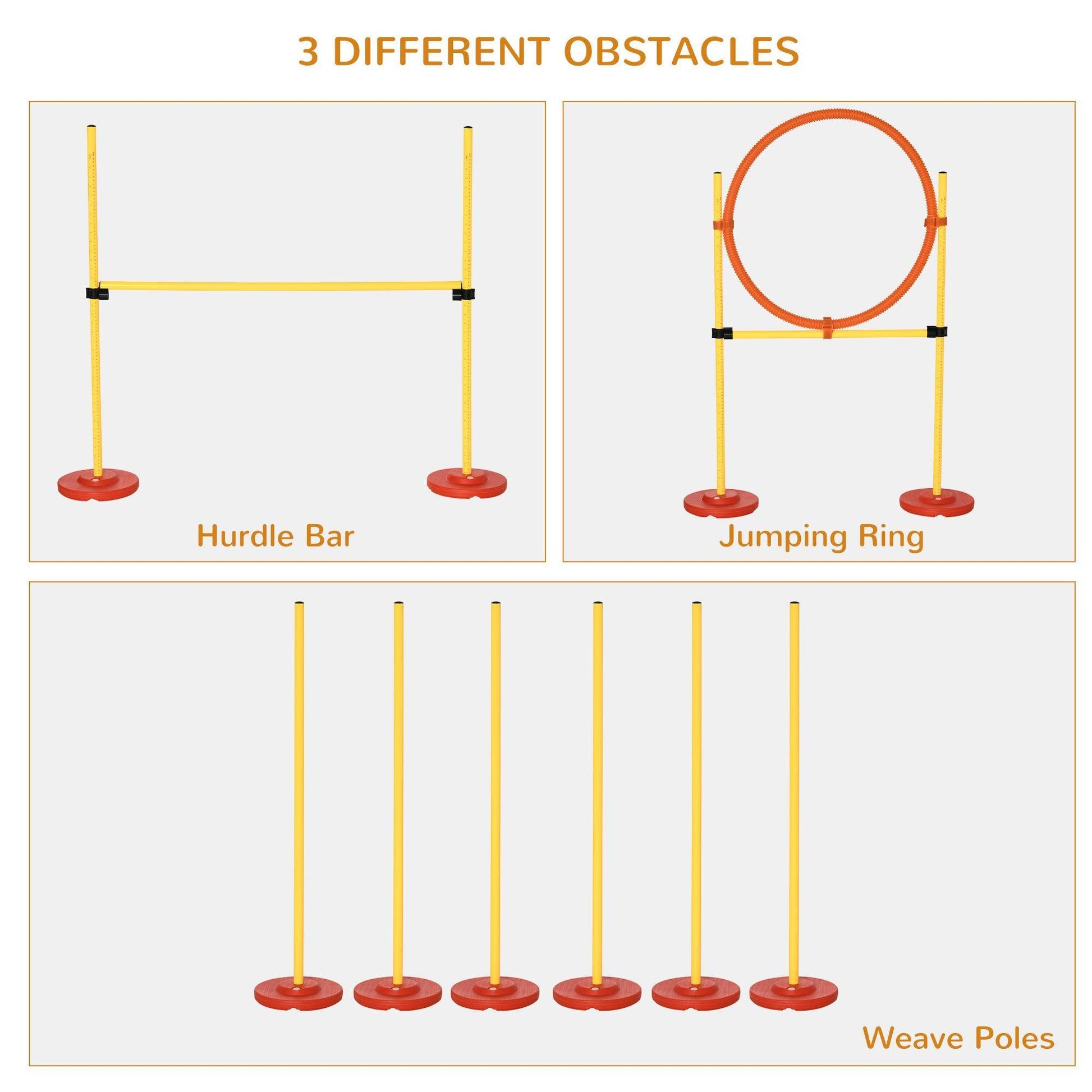 PawHut Yellow Dog Agility Set - 3 Obstacles - ALL4U RETAILER LTD