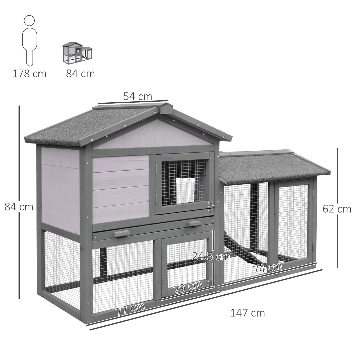 PawHut Double Tier Small Animal House with Ramp - ALL4U RETAILER LTD