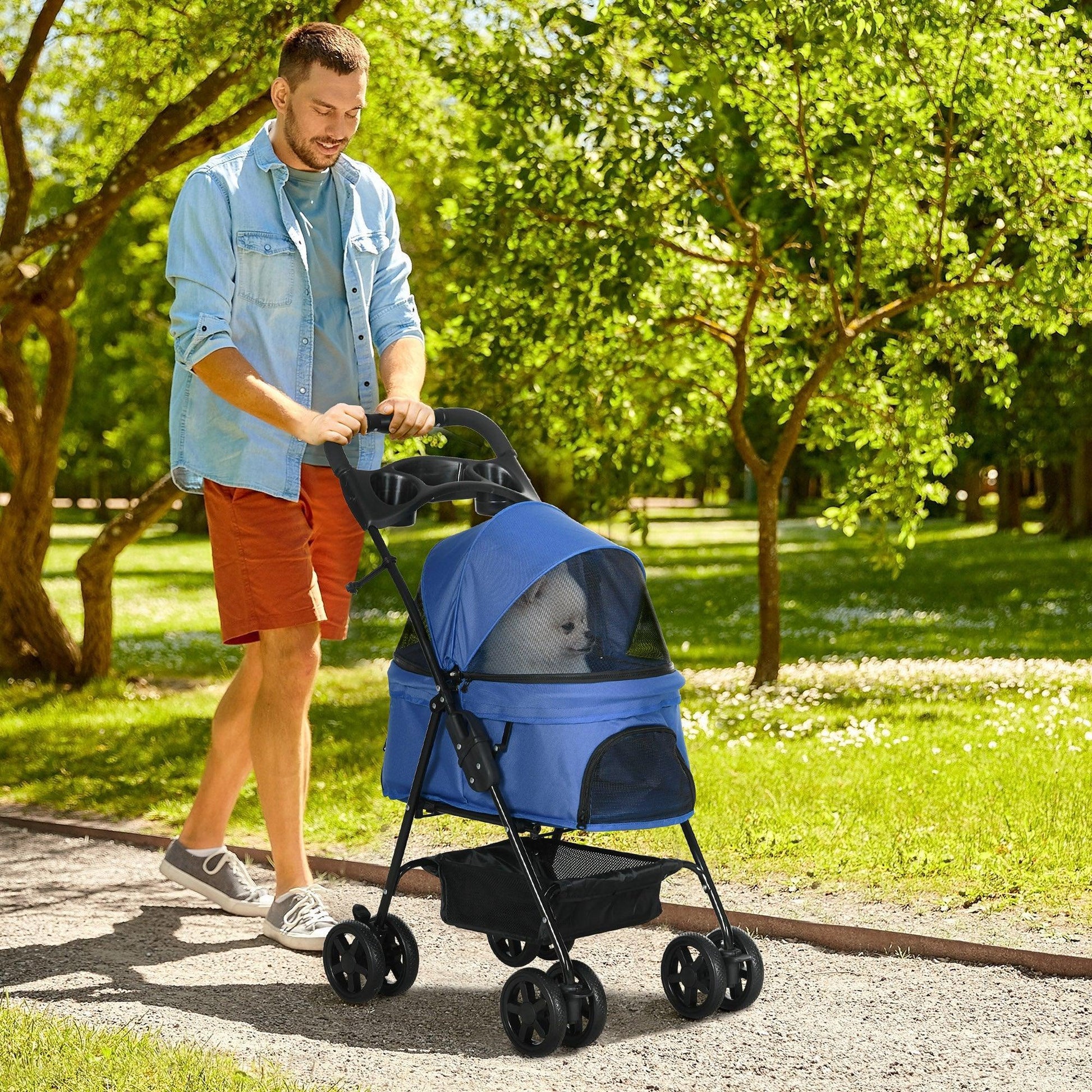 PawHut EasyFold Pet Stroller: Simple & Secure - ALL4U RETAILER LTD