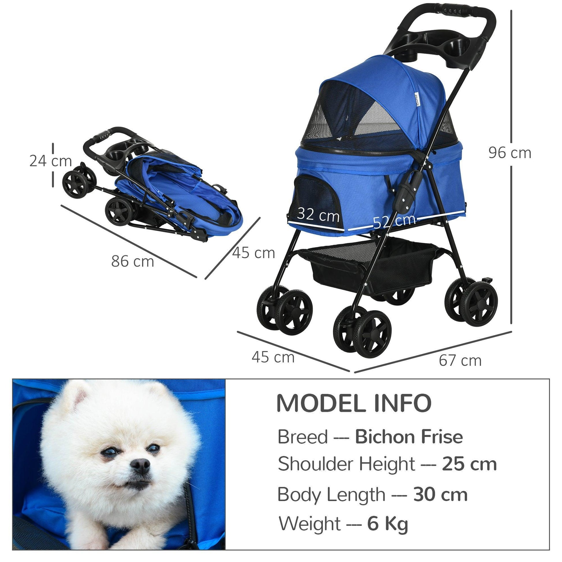 PawHut EasyFold Pet Stroller: Simple & Secure - ALL4U RETAILER LTD