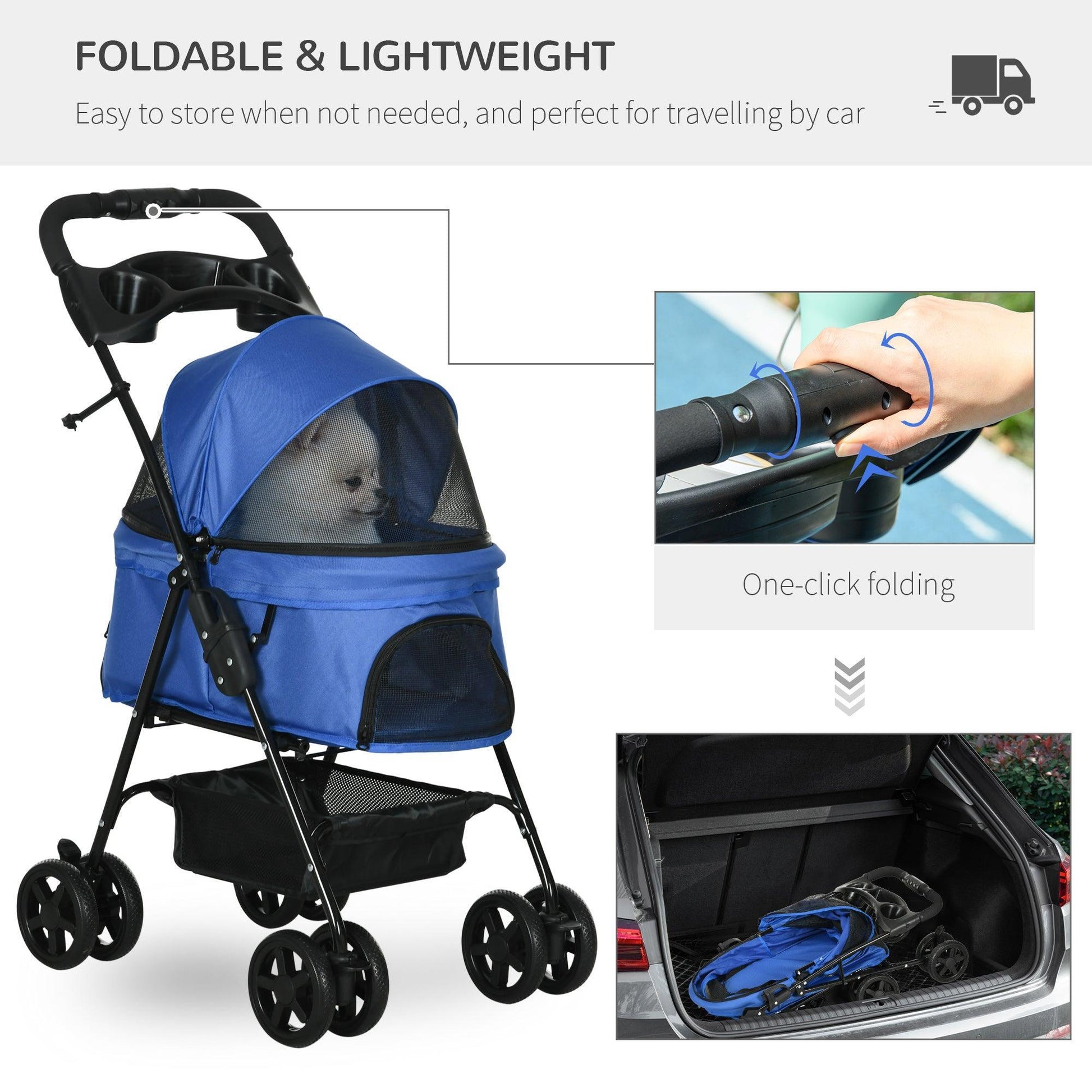 PawHut EasyFold Pet Stroller: Simple & Secure - ALL4U RETAILER LTD