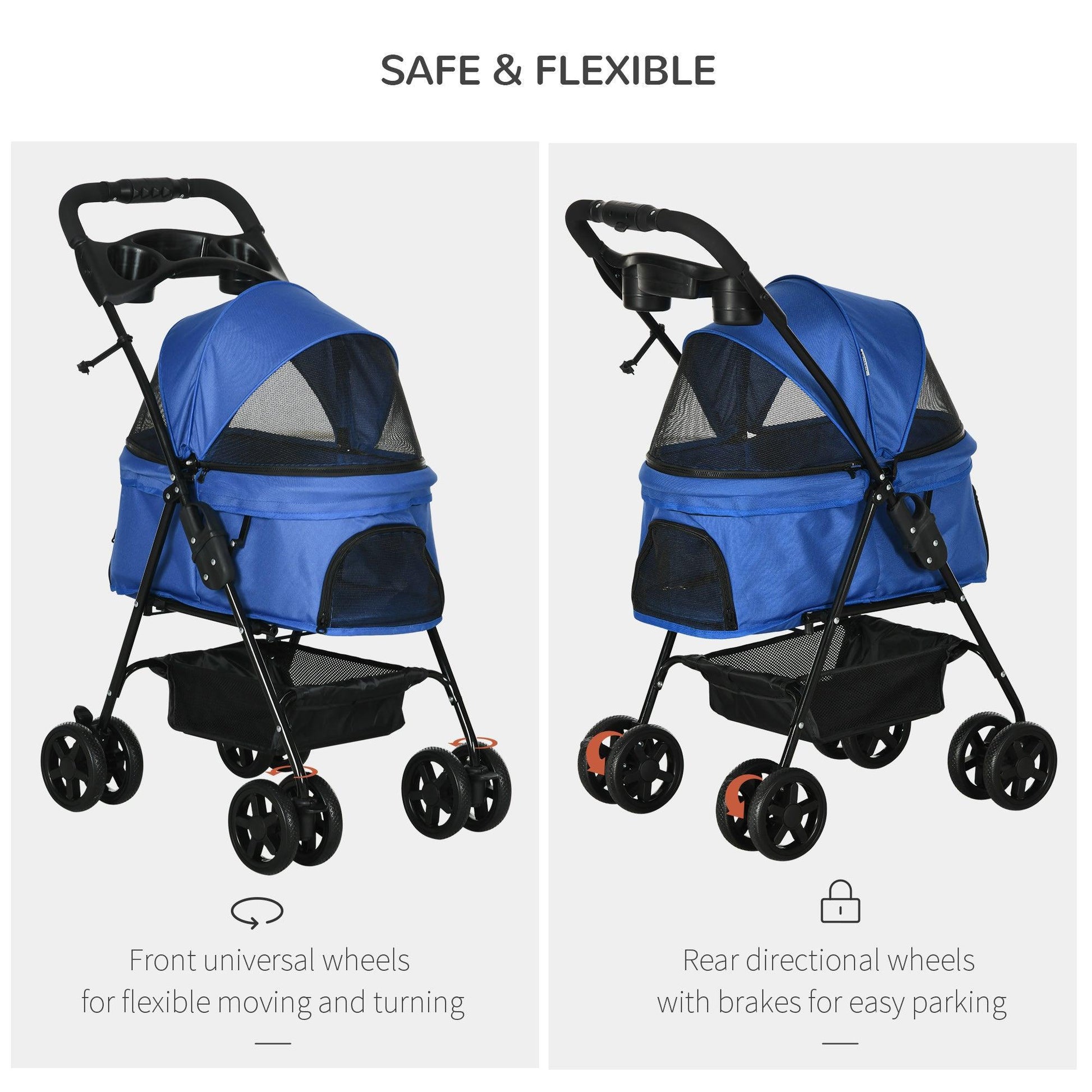 PawHut EasyFold Pet Stroller: Simple & Secure - ALL4U RETAILER LTD