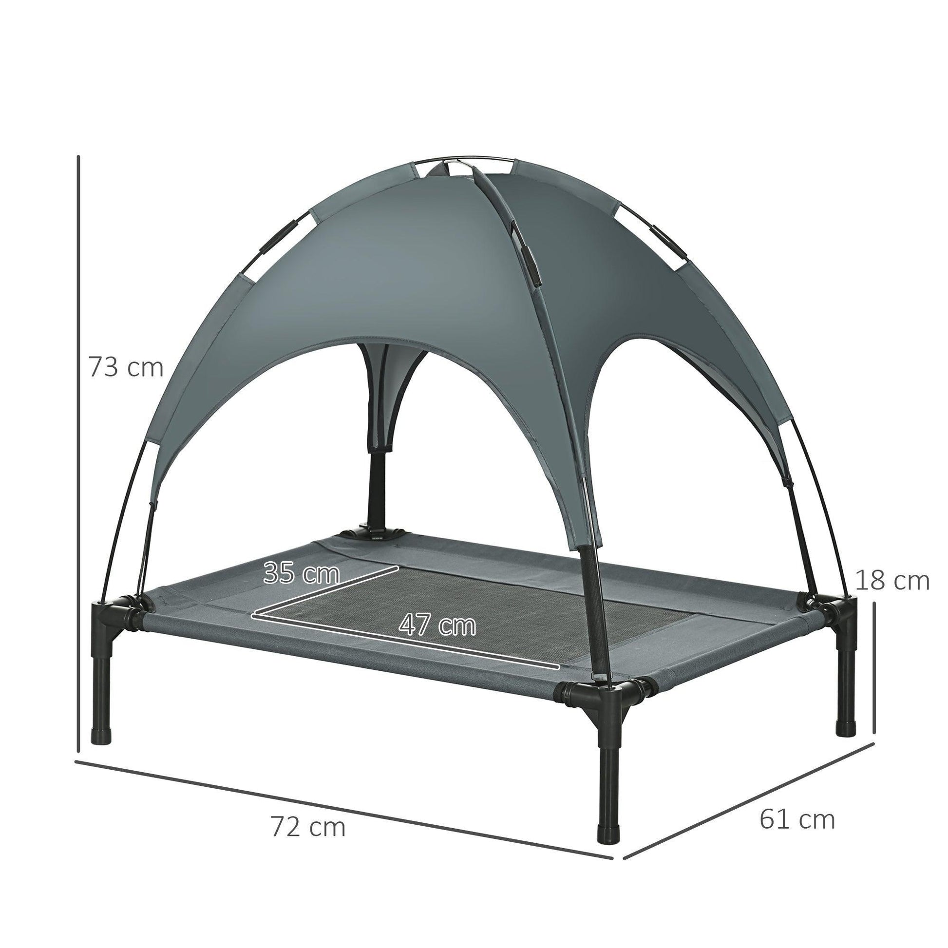 PawHut Elevated Dog Cot with Shade - 76 cm - ALL4U RETAILER LTD