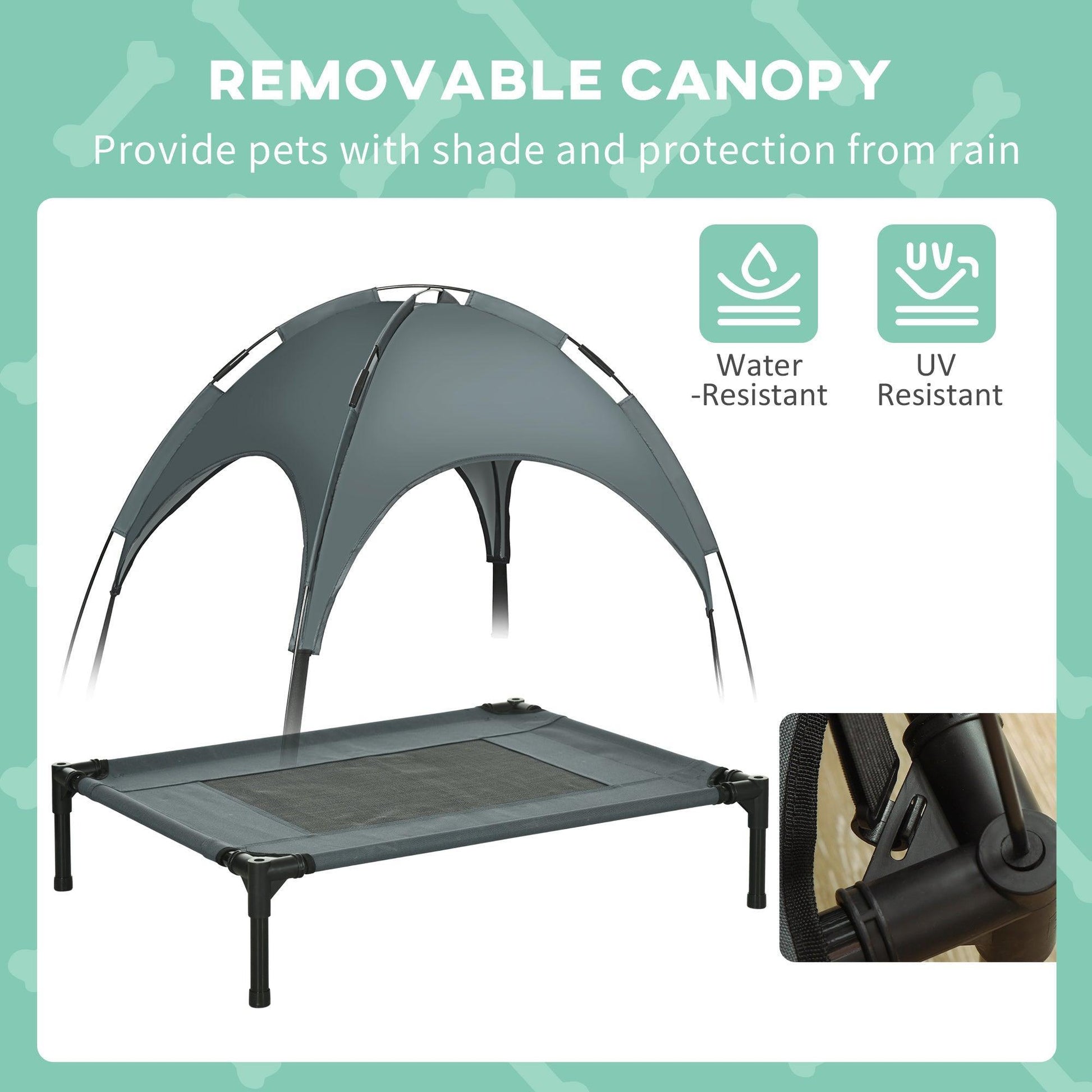 PawHut Elevated Dog Cot with Shade - 76 cm - ALL4U RETAILER LTD