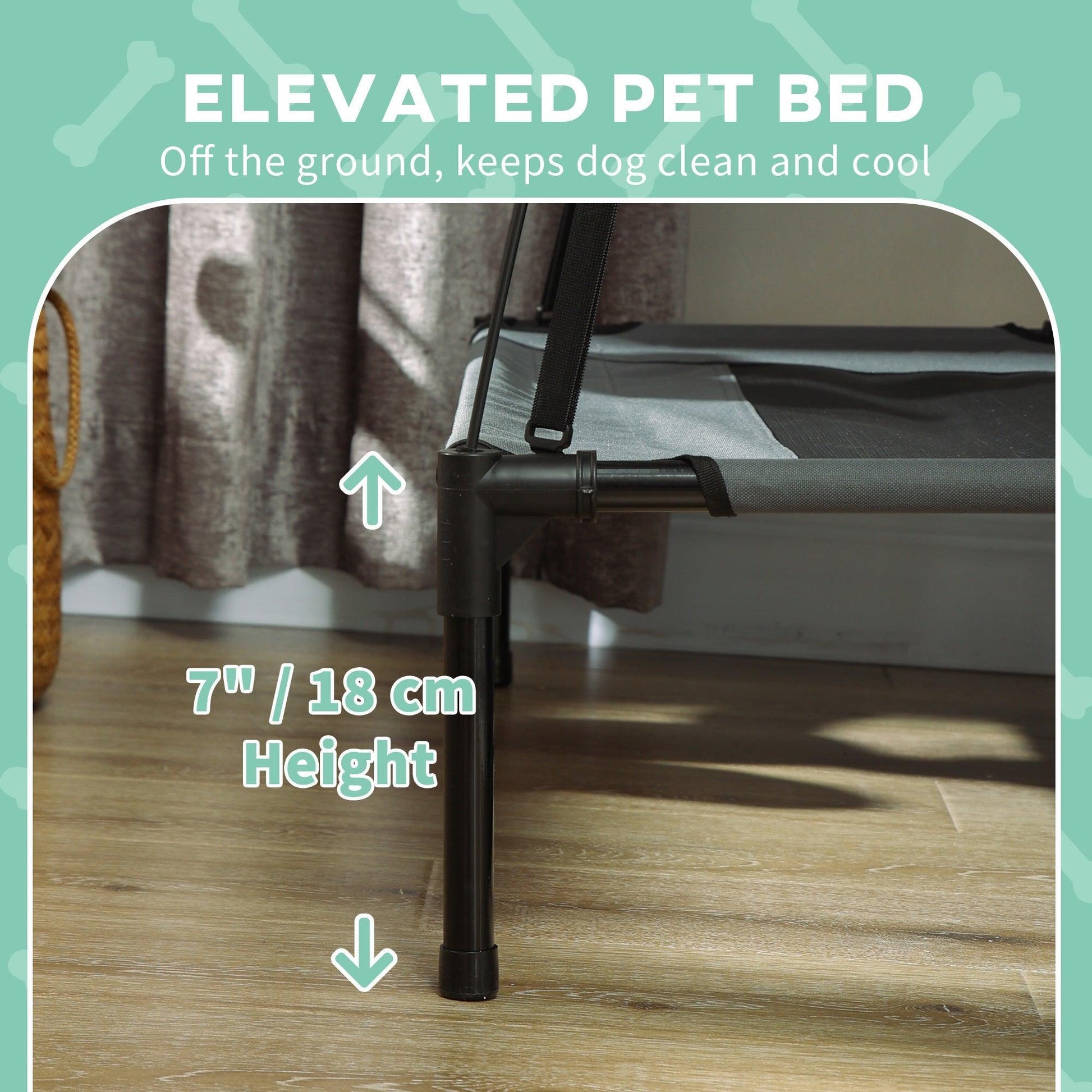 PawHut Elevated Dog Cot with Shade - 76 cm - ALL4U RETAILER LTD