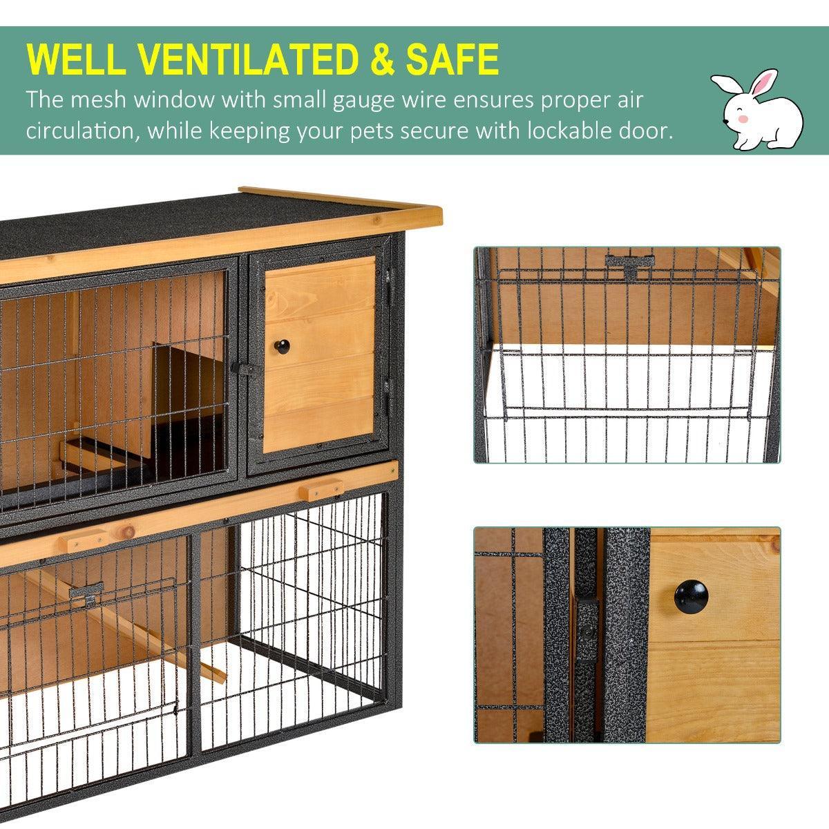 PawHut Elevated Rabbit Hutch - Lockable & Spacious - ALL4U RETAILER LTD