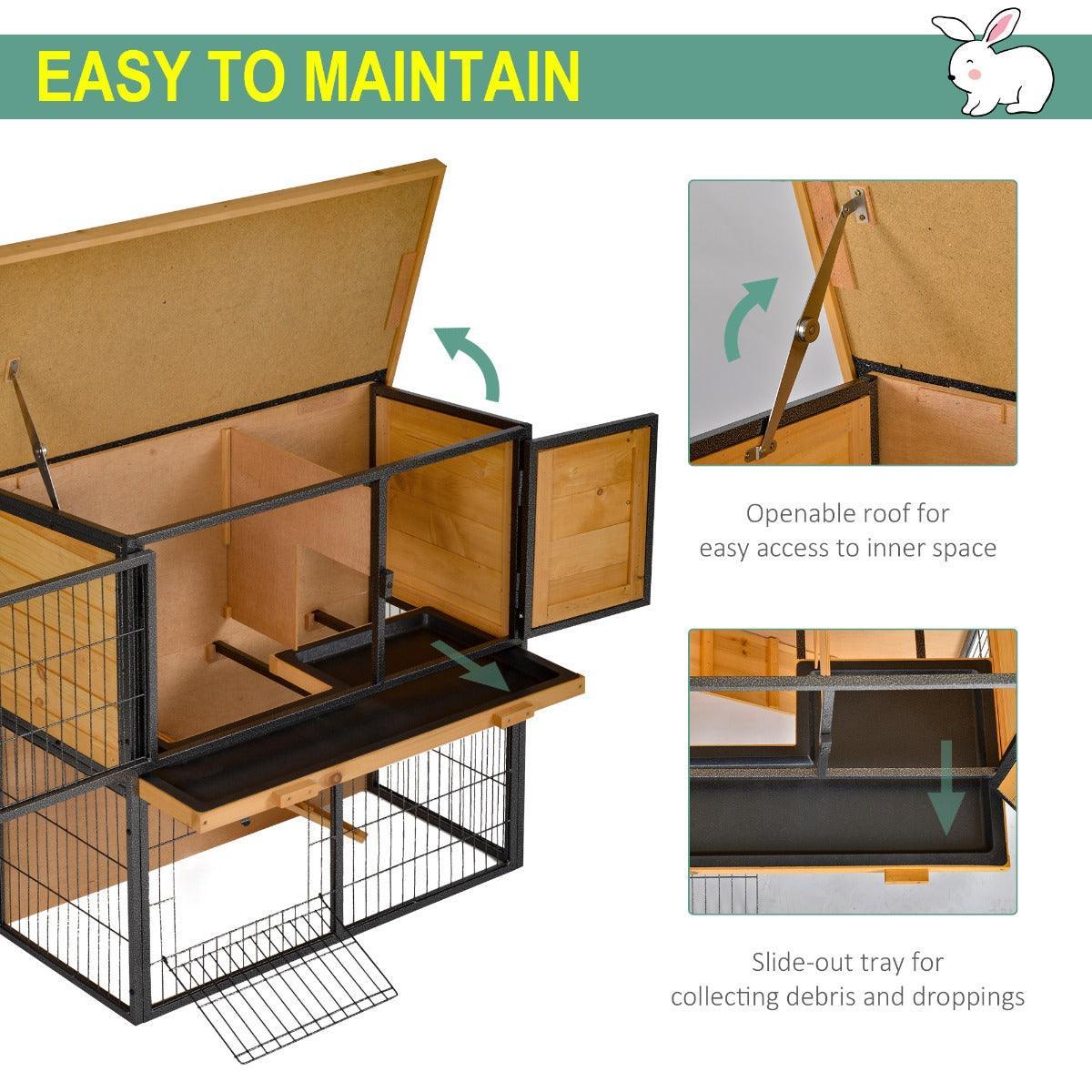 PawHut Elevated Rabbit Hutch - Lockable & Spacious - ALL4U RETAILER LTD