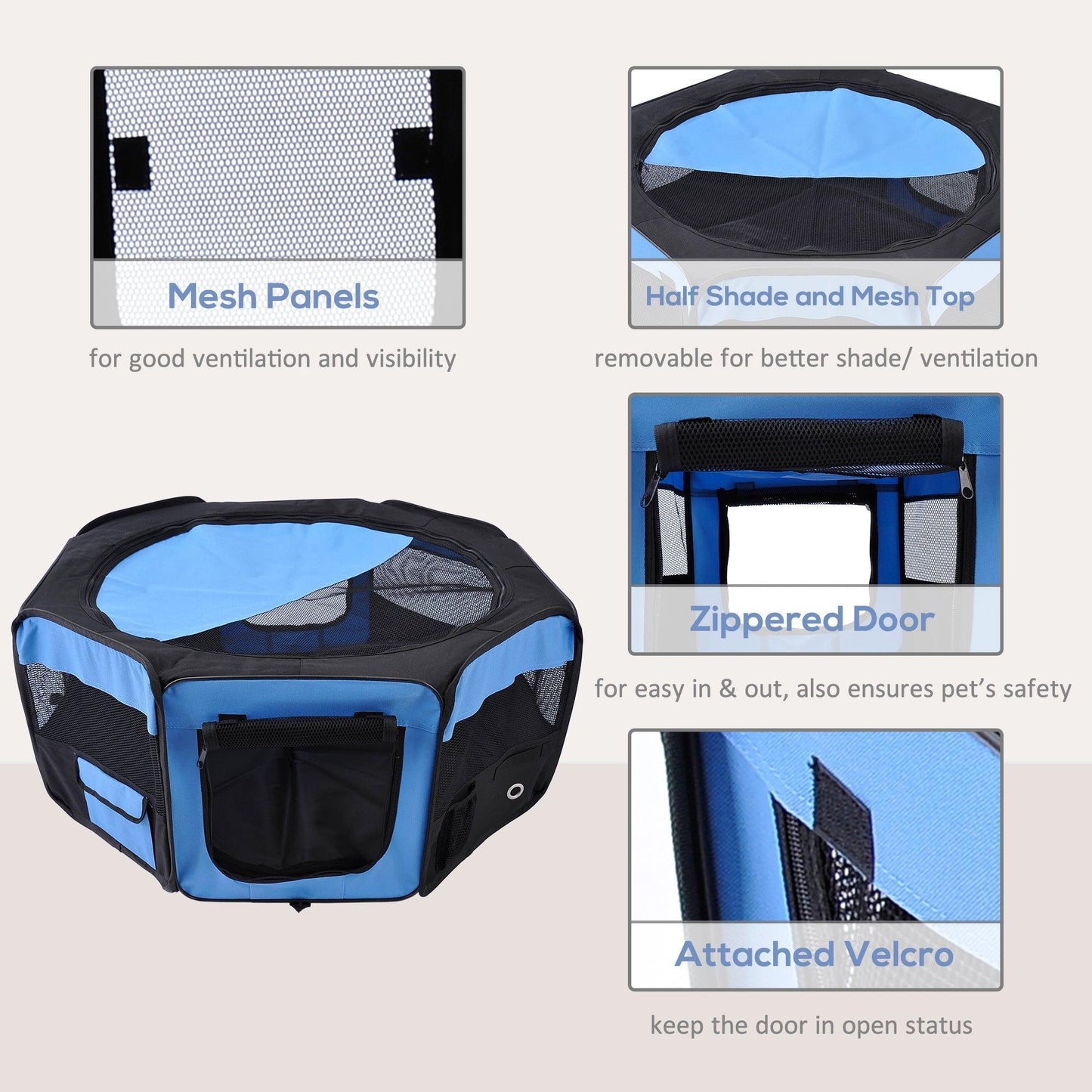 PawHut Fabric Playpen for Outdoor Use in Blue - ALL4U RETAILER LTD