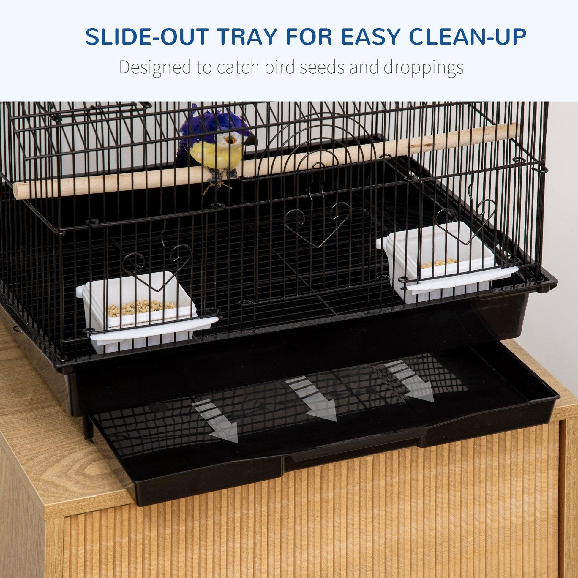 PawHut Finch Cage with Swing & Food Container - Black - ALL4U RETAILER LTD