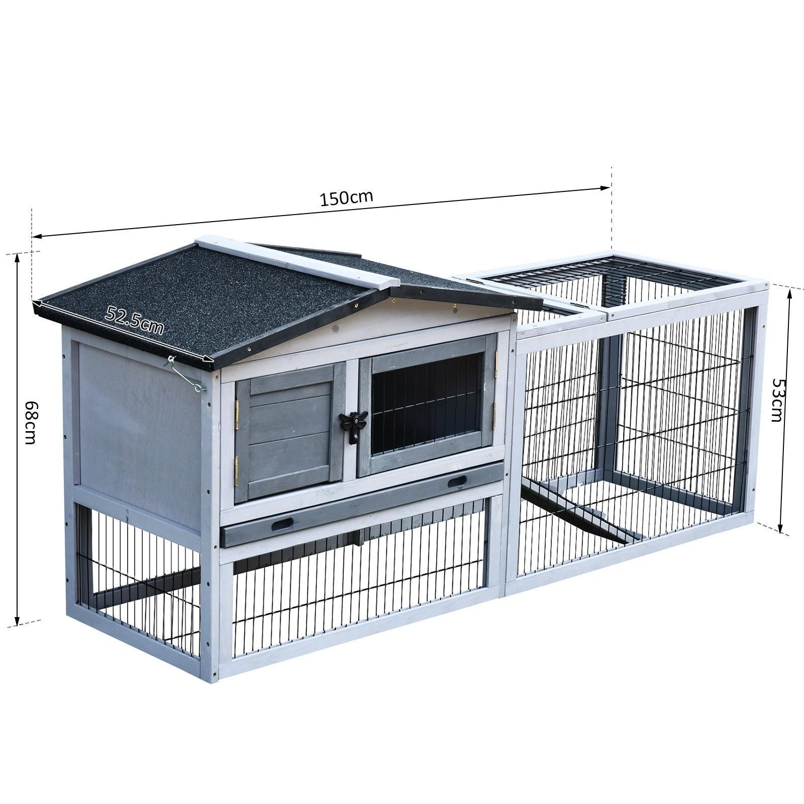 PawHut Fir Wood Hutch with Ramp ToyBox - ALL4U RETAILER LTD