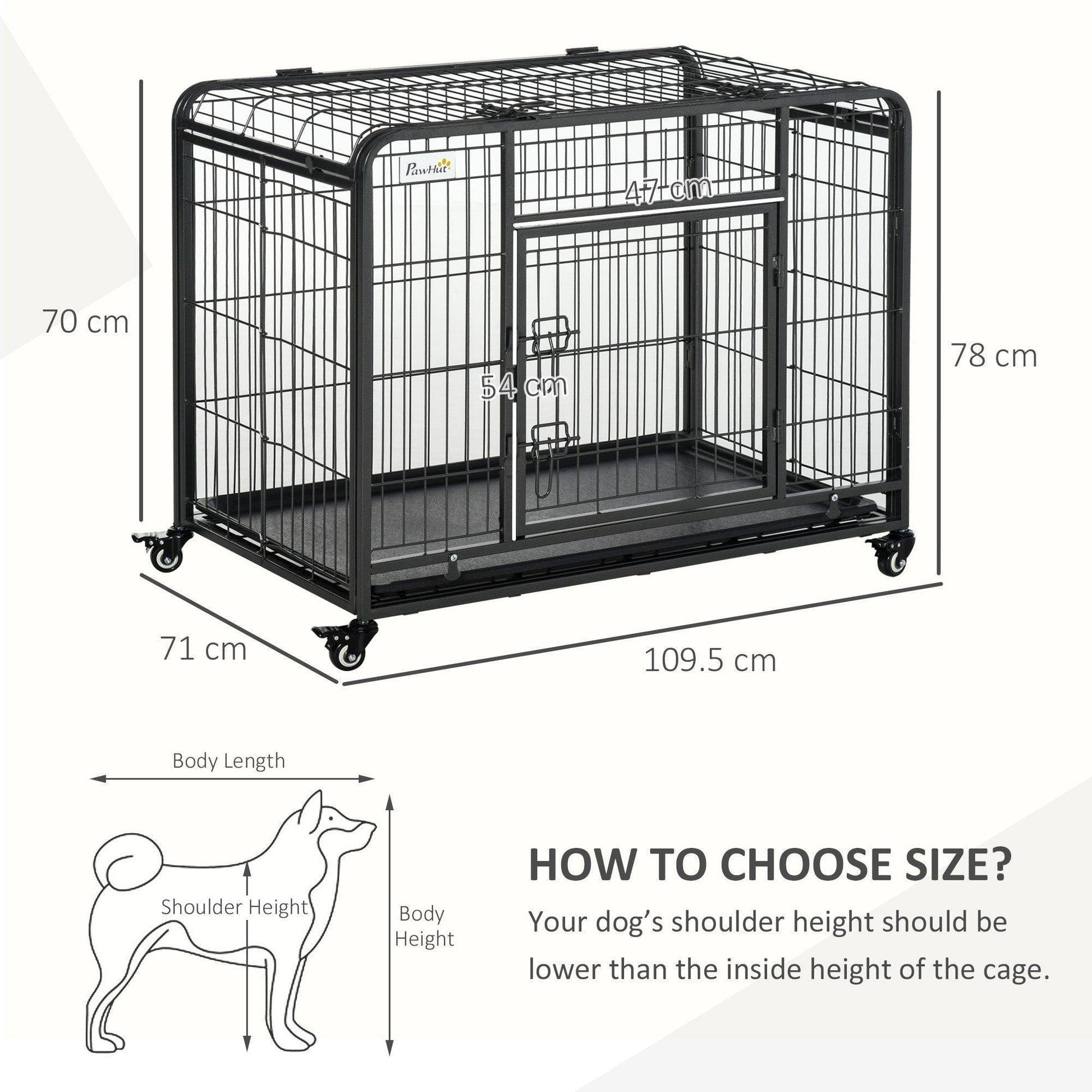 PawHut Foldable Dog Crate with Double Doors & Removable Tray - ALL4U RETAILER LTD