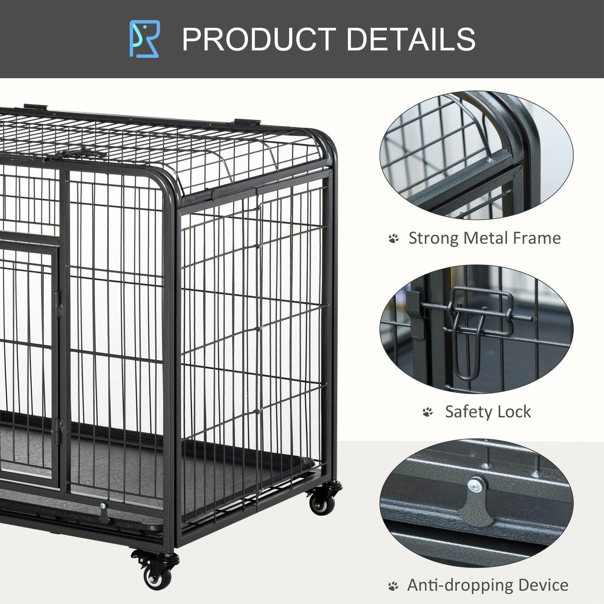 PawHut Foldable Dog Crate with Double Doors & Removable Tray - ALL4U RETAILER LTD