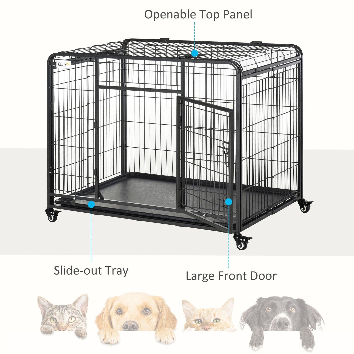 PawHut Foldable Dog Crate with Double Doors & Removable Tray - ALL4U RETAILER LTD