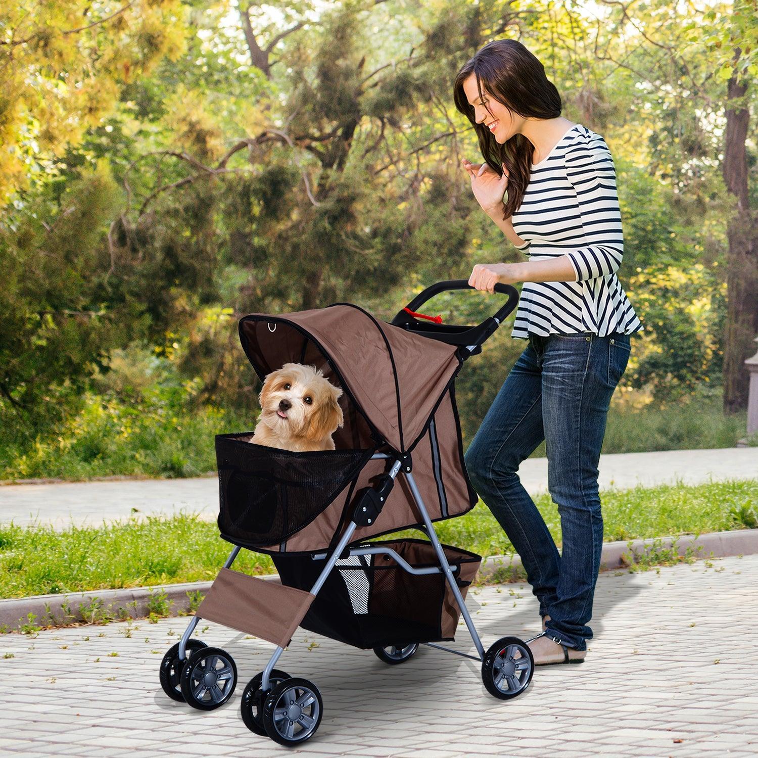 PawHut Foldable Dog Pram with Storage - ALL4U RETAILER LTD