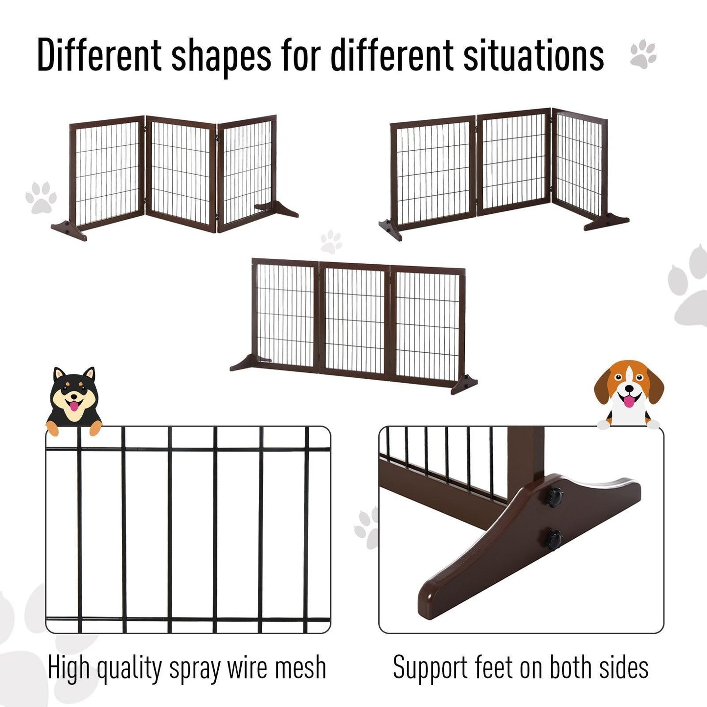 PawHut Foldable Indoor Pet Gate - Pine Frame - ALL4U RETAILER LTD