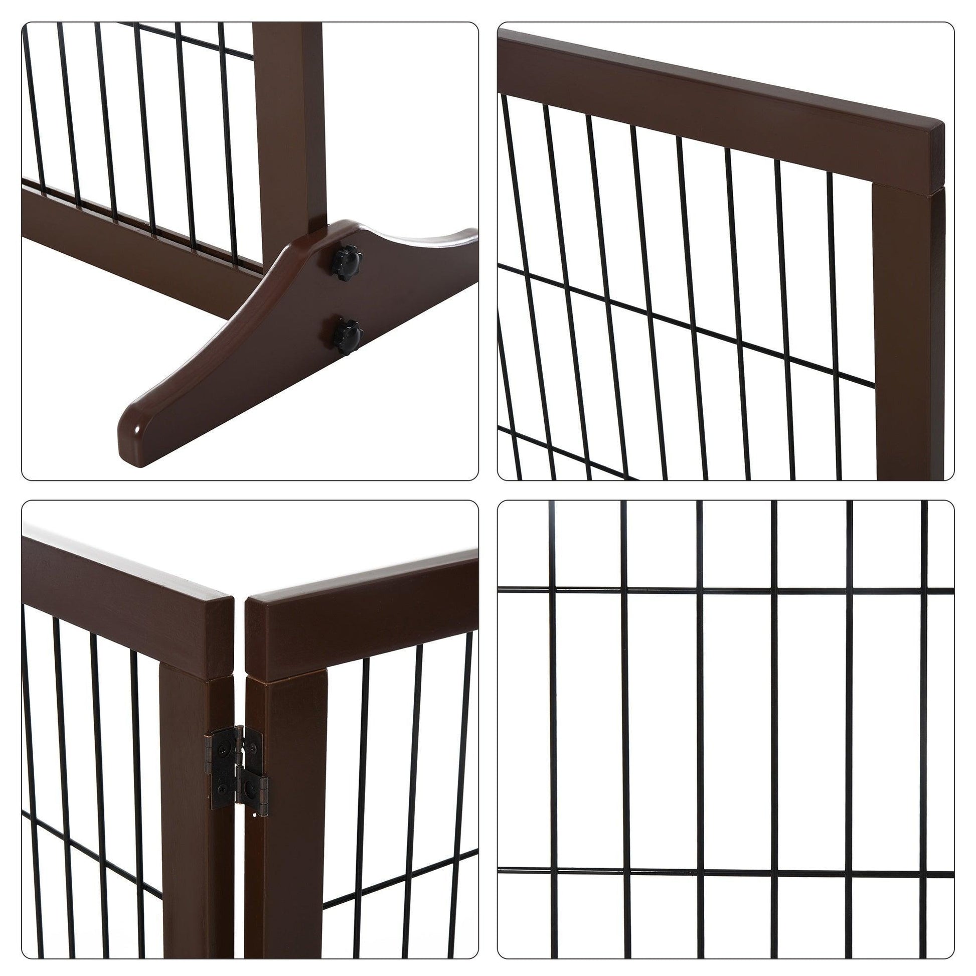 PawHut Foldable Indoor Pet Gate - Pine Frame - ALL4U RETAILER LTD