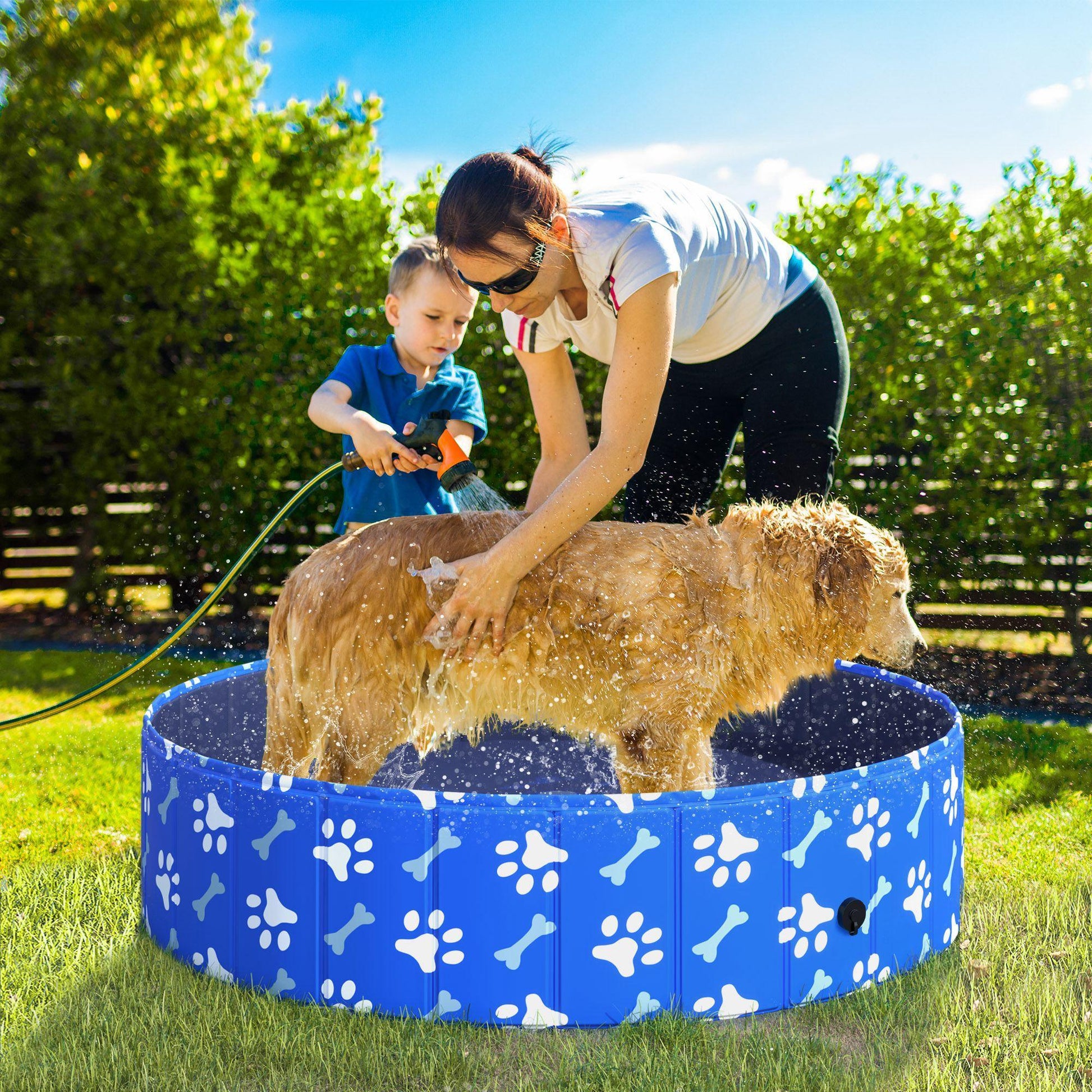 PawHut Foldable Pet Bathing Shower Tub - 120cm - ALL4U RETAILER LTD