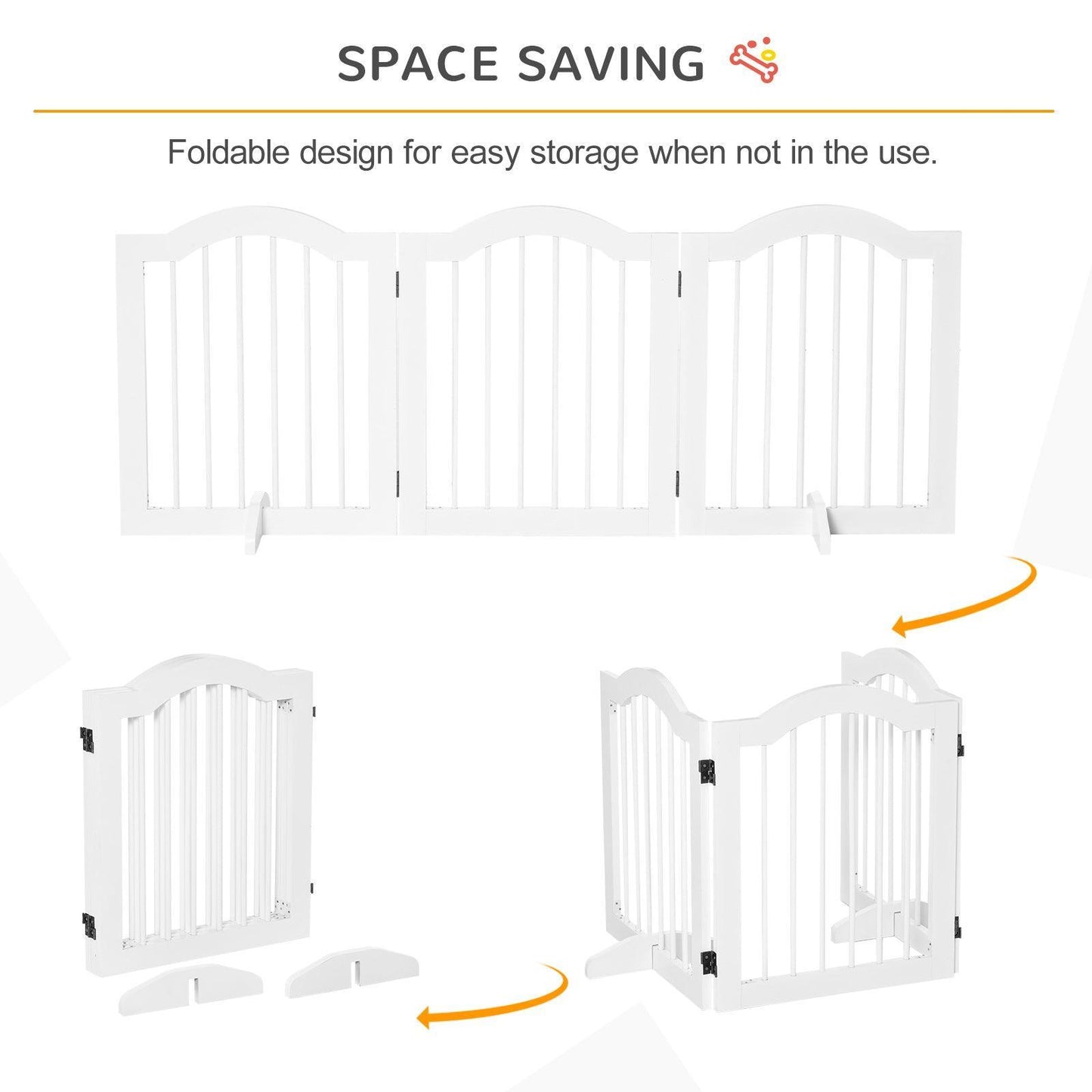 PawHut Foldable Pet Gate | Small-Sized | Support Feet | Freestanding - ALL4U RETAILER LTD