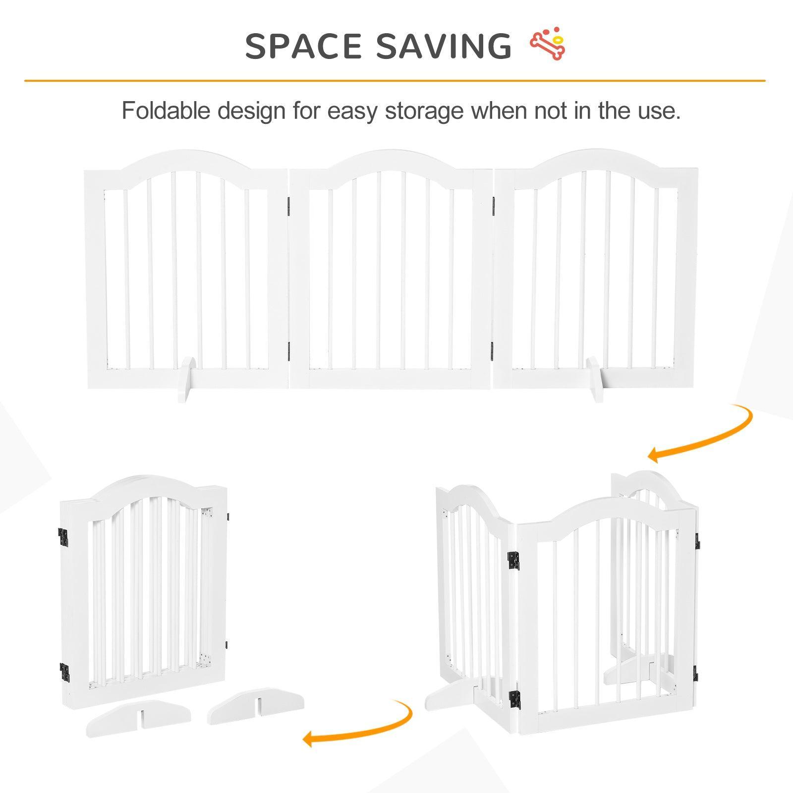 PawHut Foldable Pet Gate | Small-Sized | Support Feet | Freestanding - ALL4U RETAILER LTD