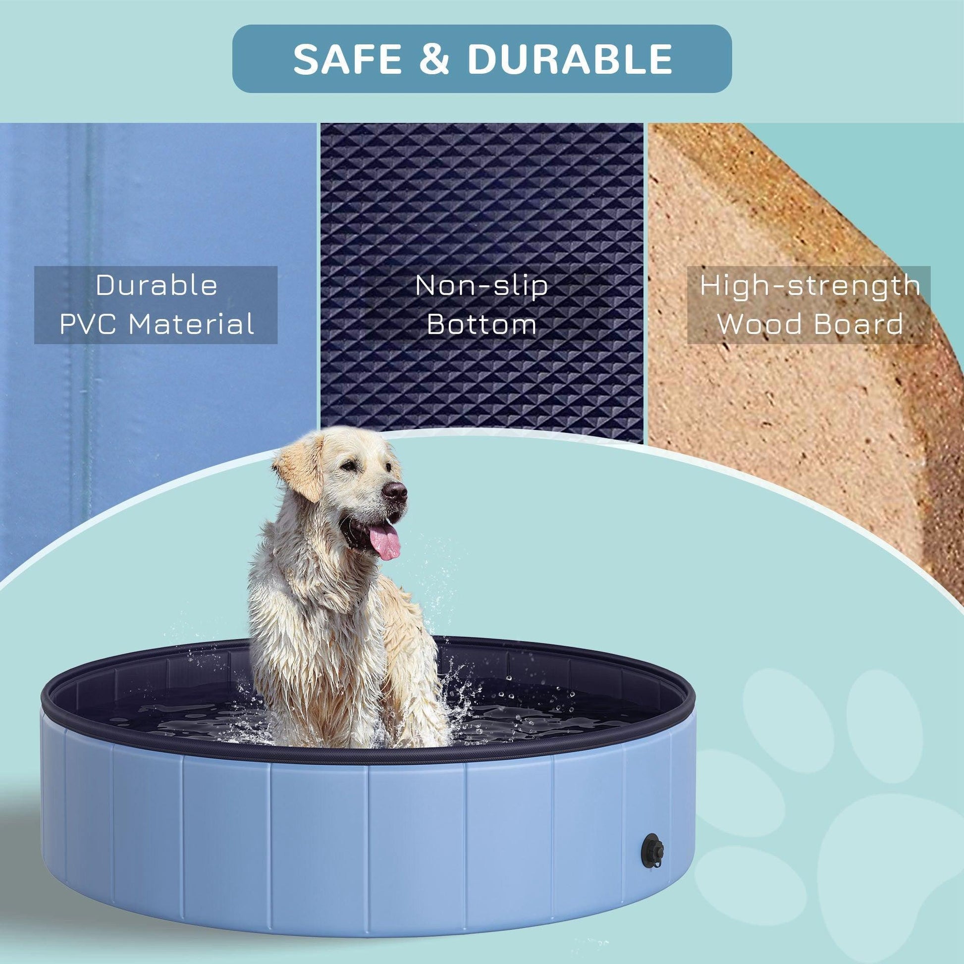 PawHut Foldable Pet Pool - 120cm Blue - ALL4U RETAILER LTD