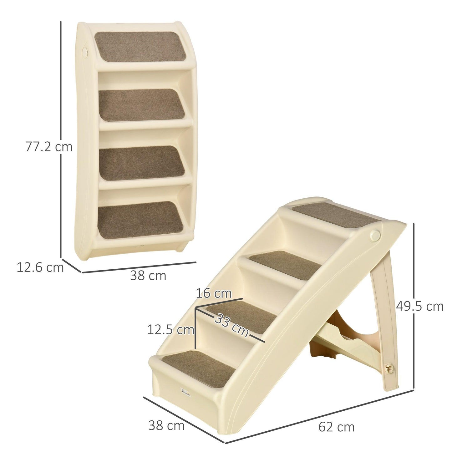 PawHut Foldable Pet Stairs for Cats & Small Dogs - 4 Steps - ALL4U RETAILER LTD