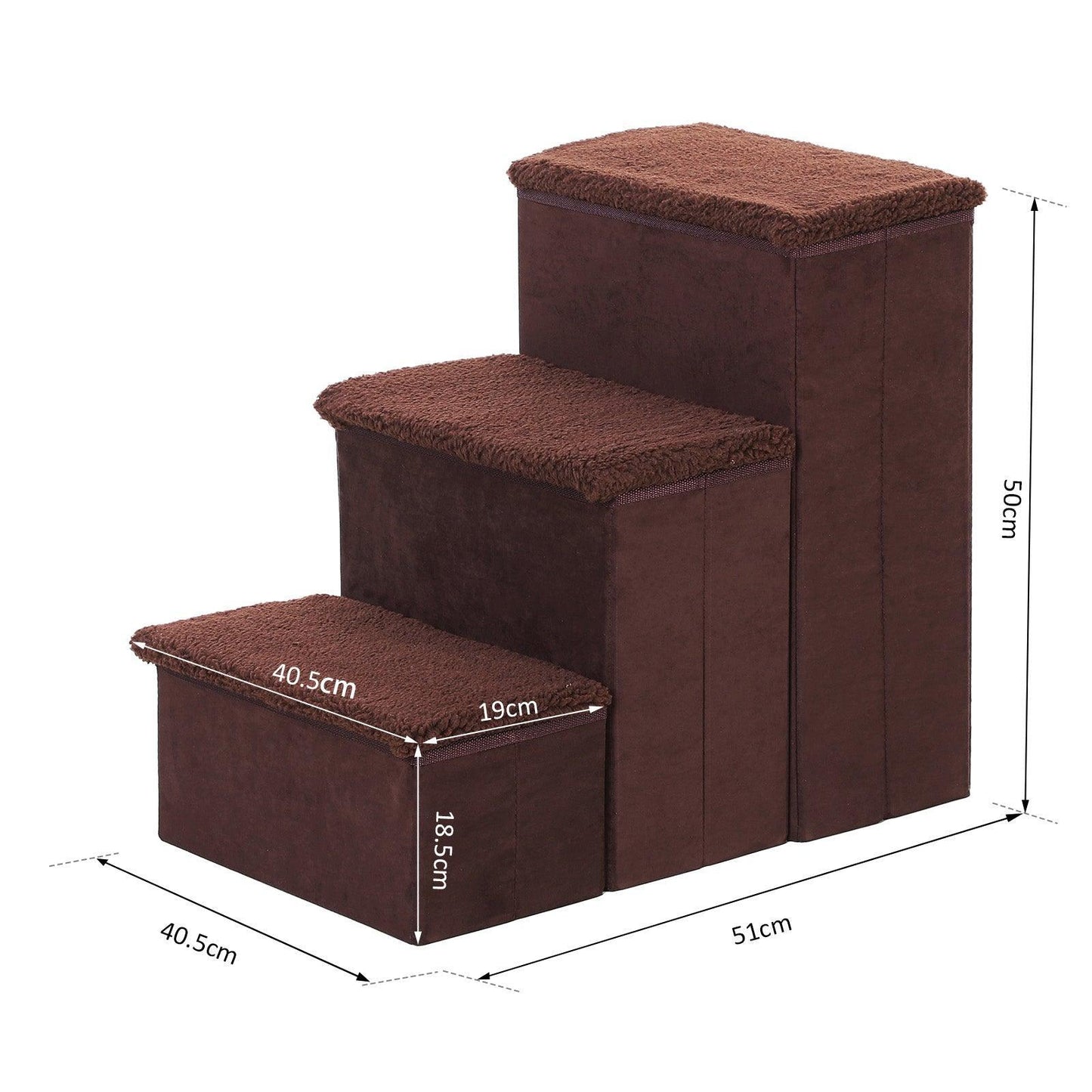 PawHut Foldable Pet Stairs: Portable & Washable - Brown - ALL4U RETAILER LTD