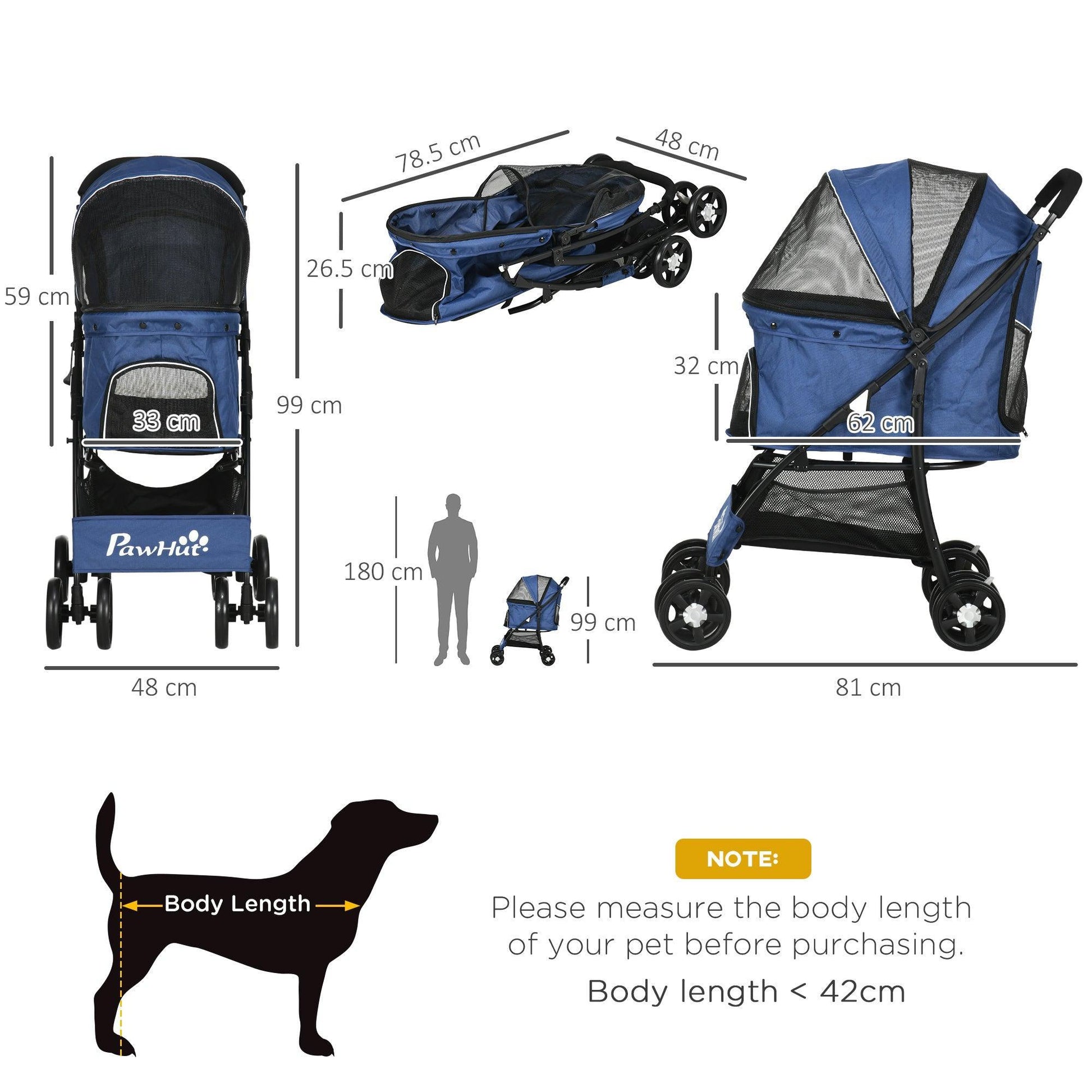 PawHut Foldable Pet Stroller: Convenient & Spacious - ALL4U RETAILER LTD