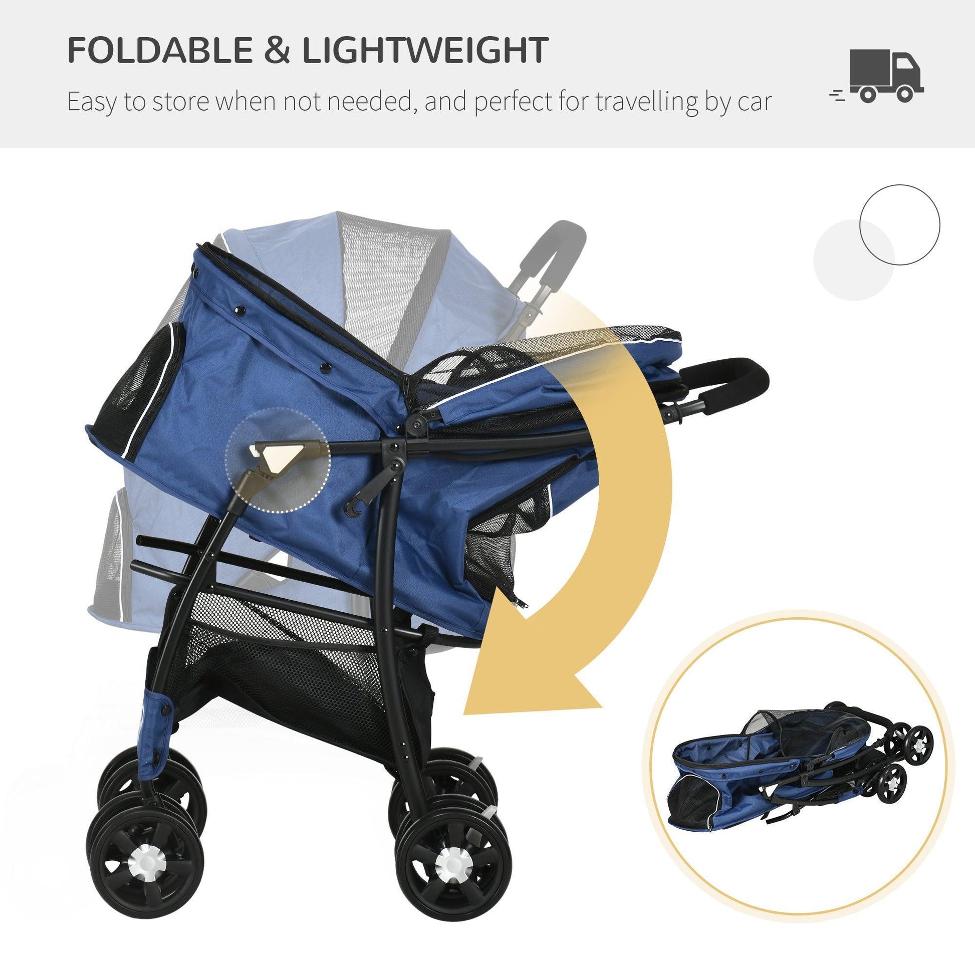 PawHut Foldable Pet Stroller: Convenient & Spacious - ALL4U RETAILER LTD