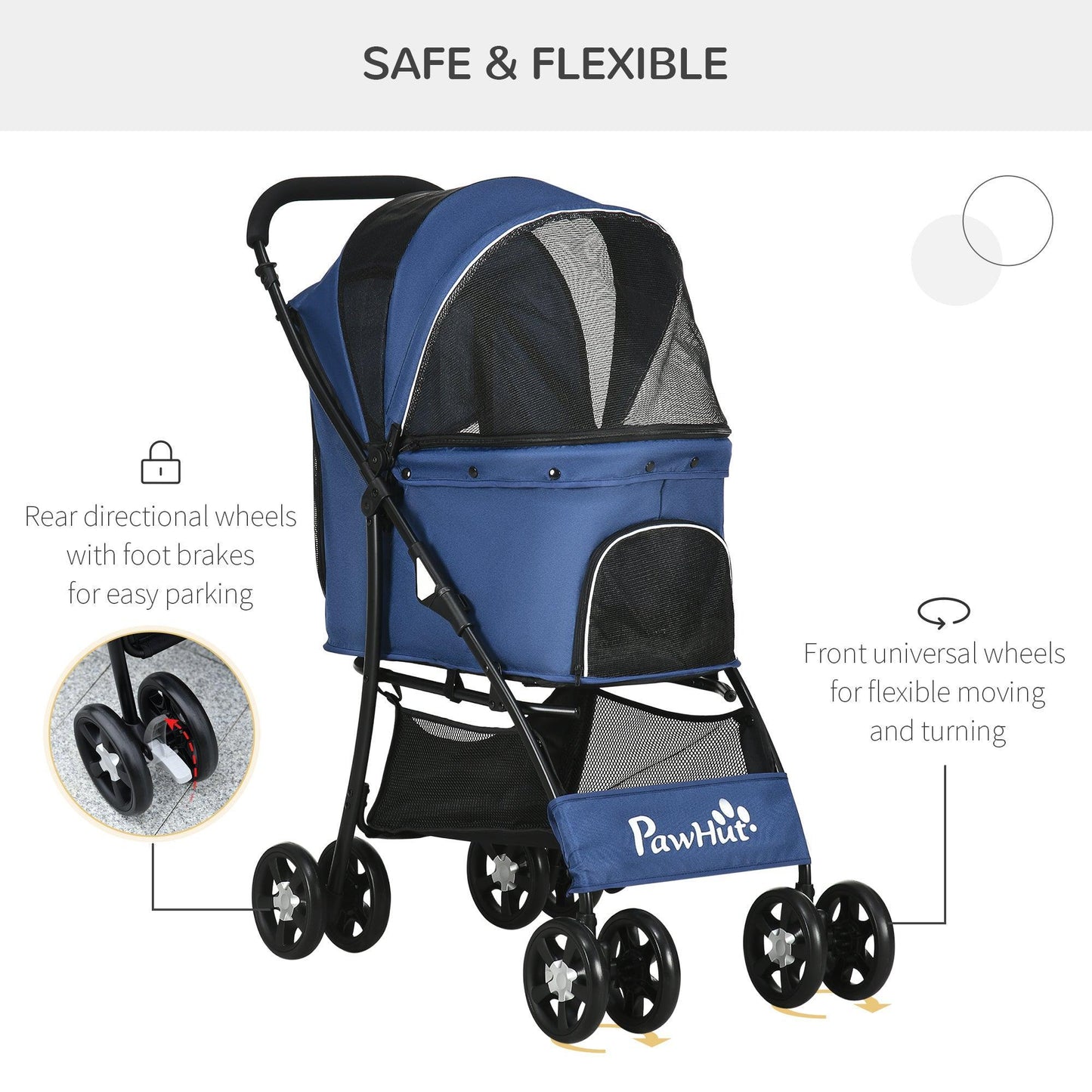 PawHut Foldable Pet Stroller: Convenient & Spacious - ALL4U RETAILER LTD