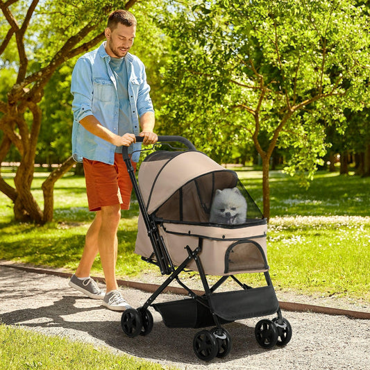 PawHut Foldable Pet Stroller: Easy Travel for Dogs & Cats - ALL4U RETAILER LTD