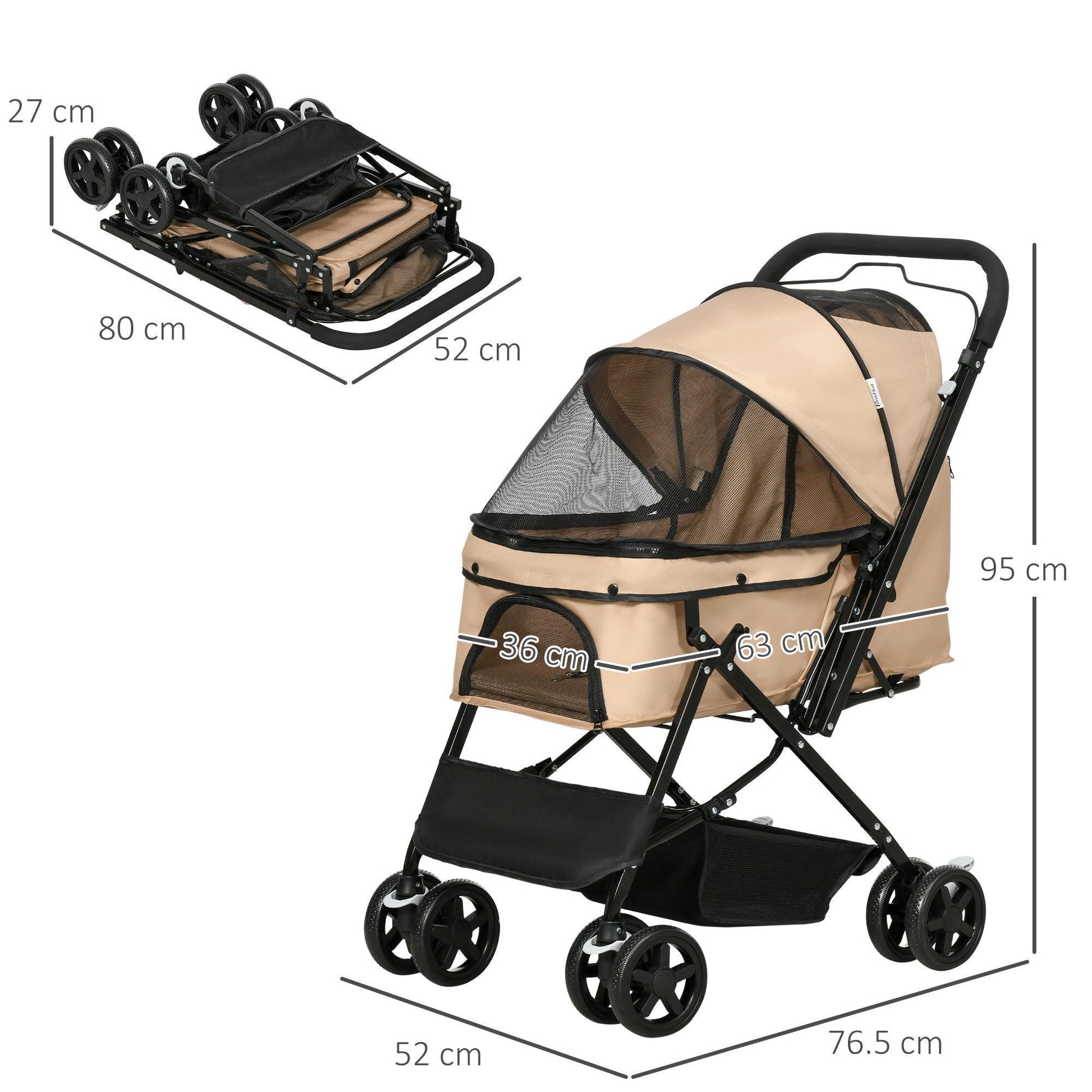 PawHut Foldable Pet Stroller: Easy Travel for Dogs & Cats - ALL4U RETAILER LTD