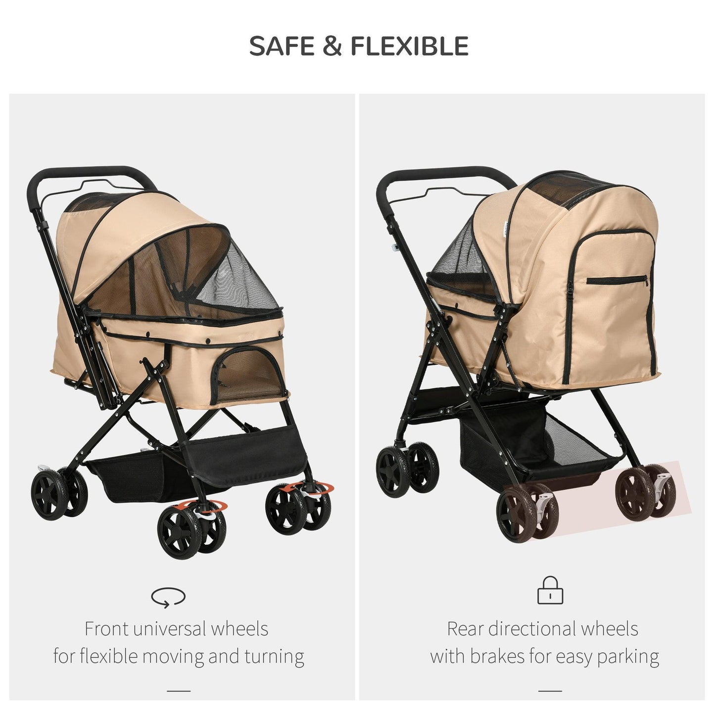 PawHut Foldable Pet Stroller: Easy Travel for Dogs & Cats - ALL4U RETAILER LTD