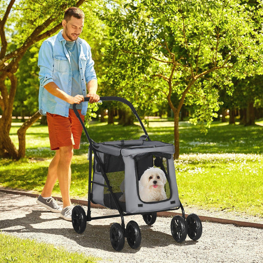 PawHut Foldable Pet Stroller for Small Pets - ALL4U RETAILER LTD