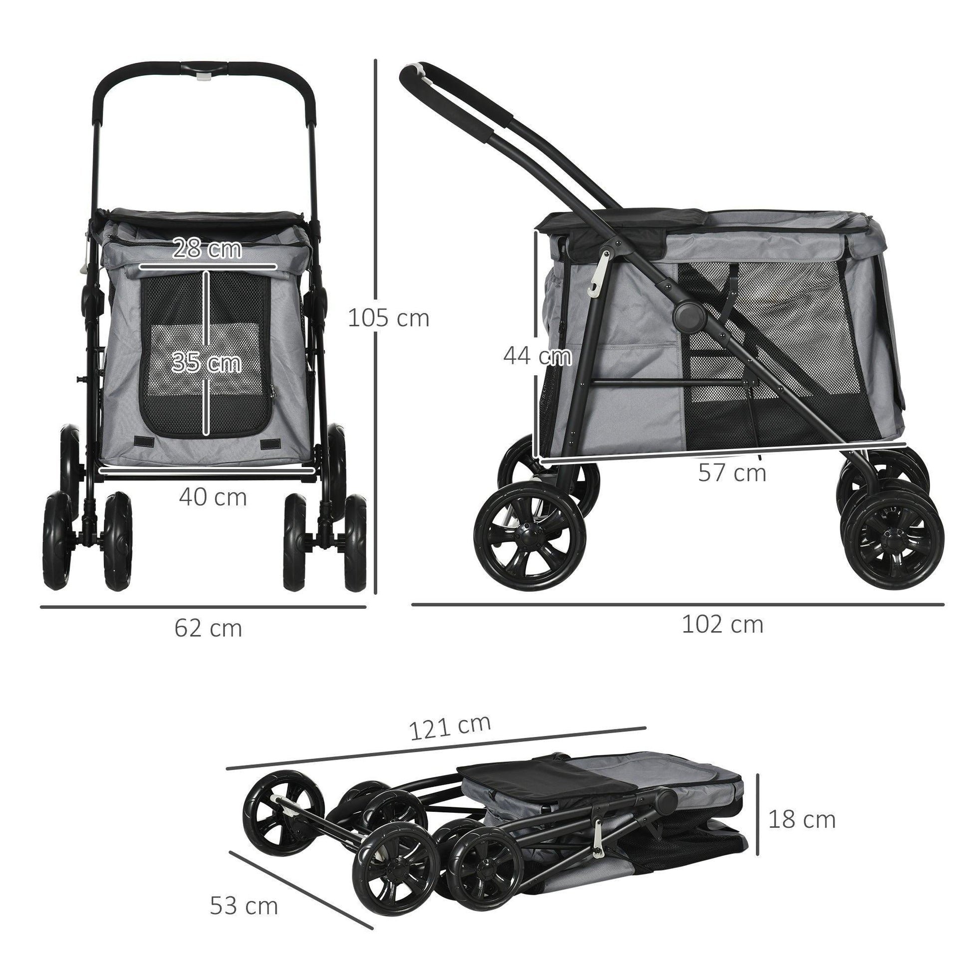 PawHut Foldable Pet Stroller for Small Pets - ALL4U RETAILER LTD