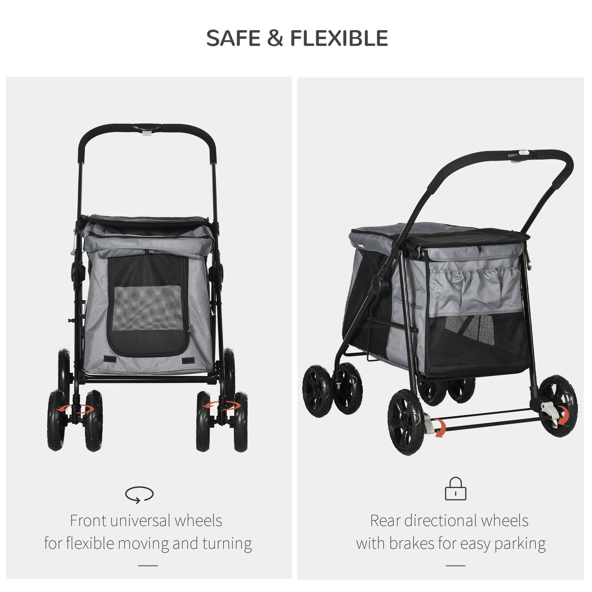 PawHut Foldable Pet Stroller for Small Pets - ALL4U RETAILER LTD