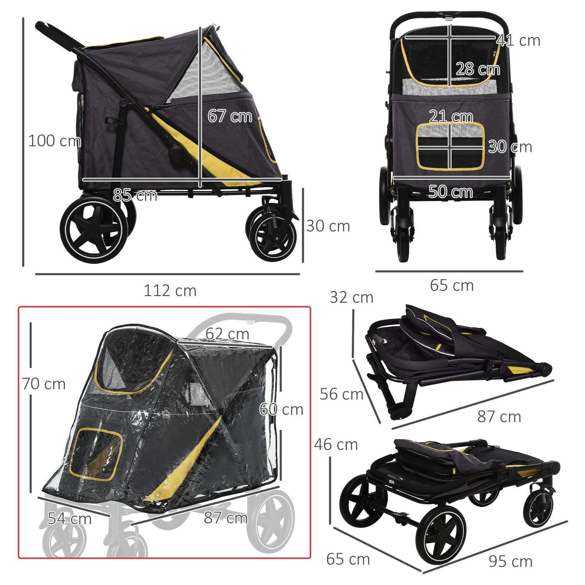 PawHut Foldable Pet Stroller, Grey - ALL4U RETAILER LTD