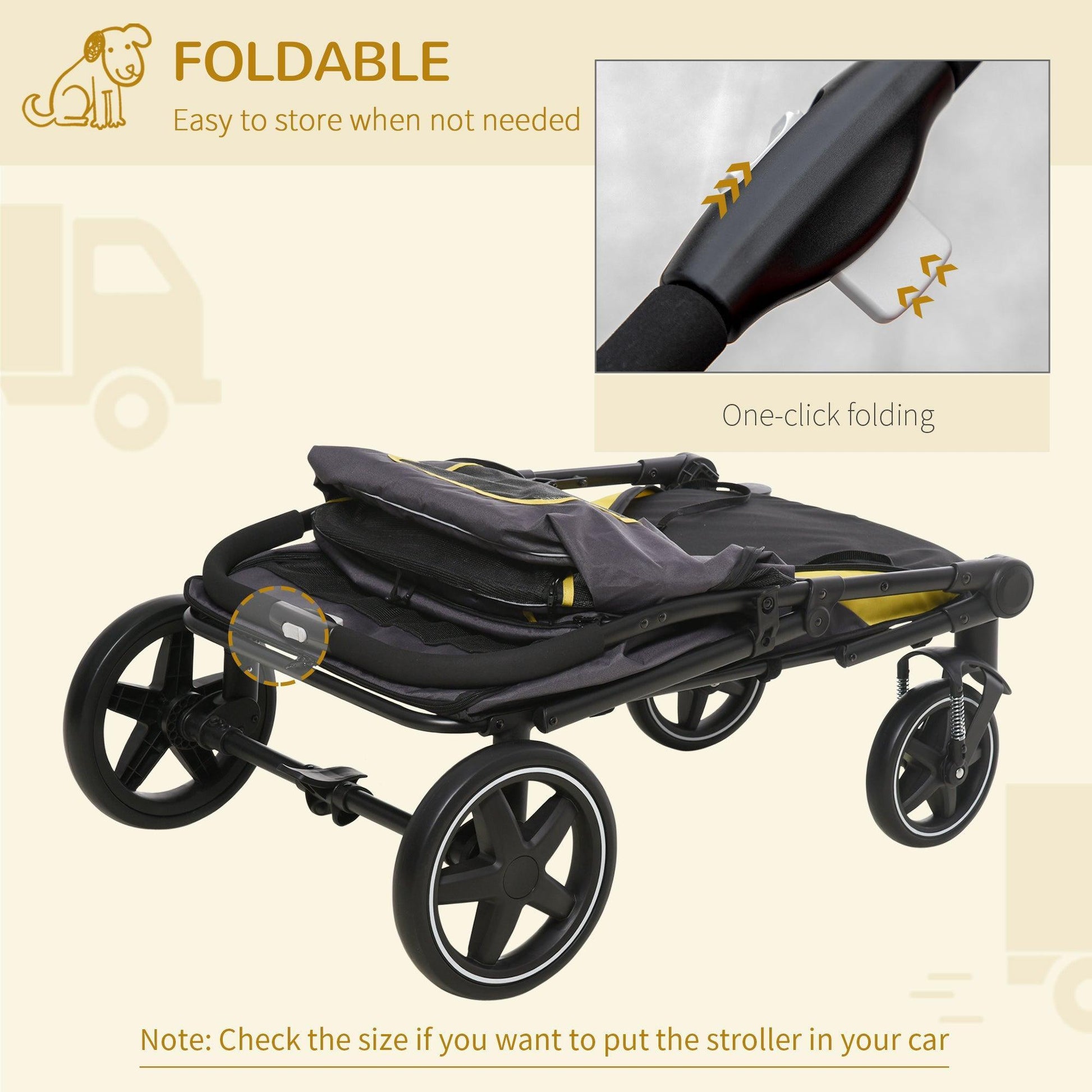 PawHut Foldable Pet Stroller, Grey - ALL4U RETAILER LTD