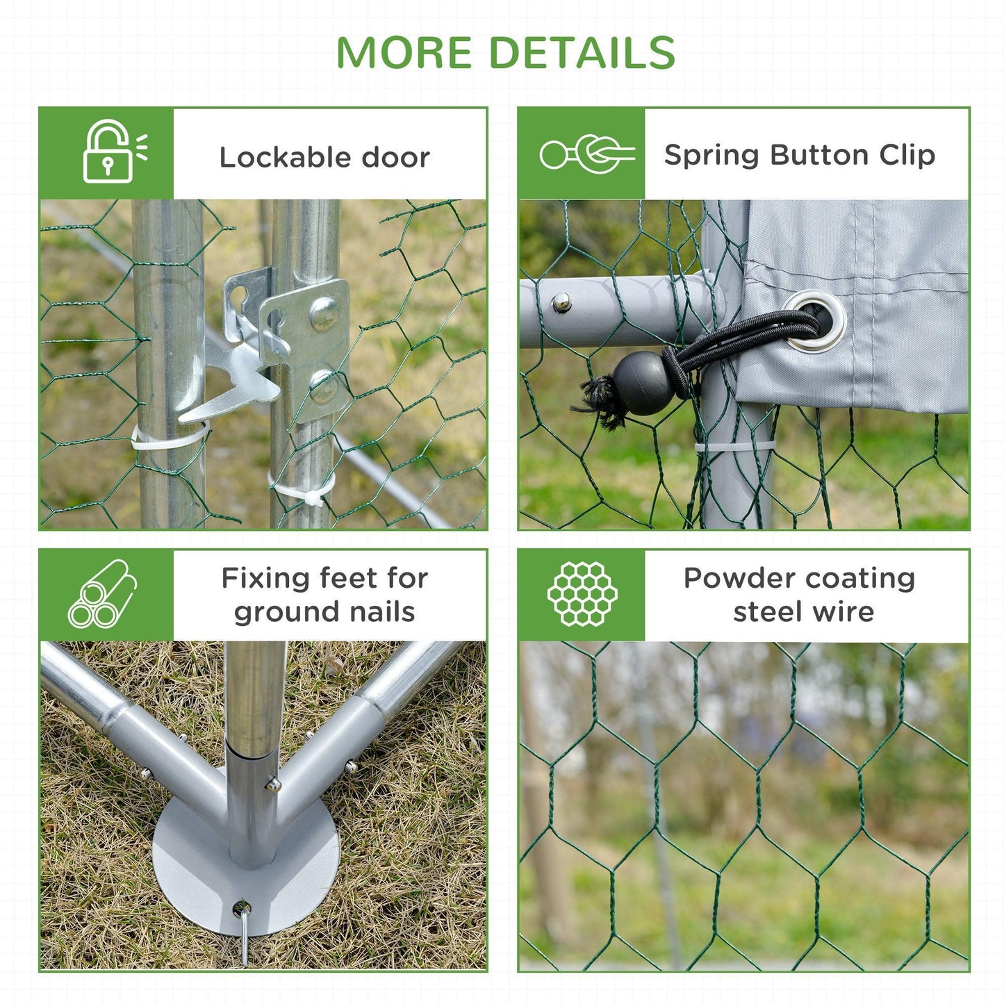 PawHut Galvanized Chicken Run - 2.8 x 3.8 x 2m - ALL4U RETAILER LTD