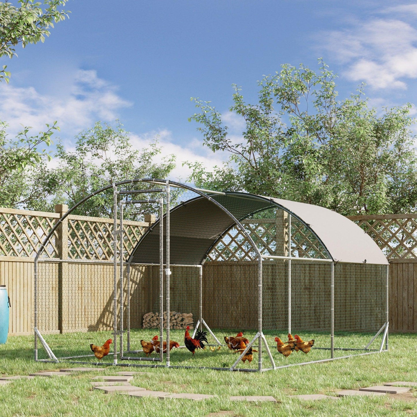 PawHut Galvanized Chicken Run - 2.8 x 3.8 x 2m - ALL4U RETAILER LTD