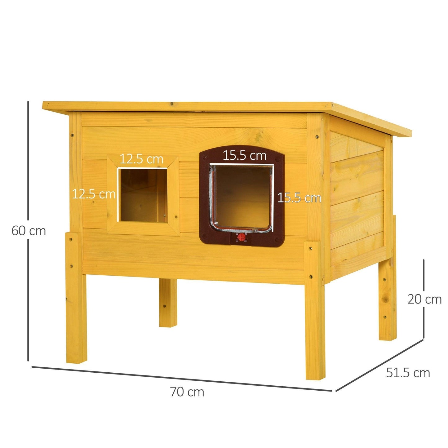 Pawhut Garden Cat House - Outdoor Shelter with Door & Window - ALL4U RETAILER LTD