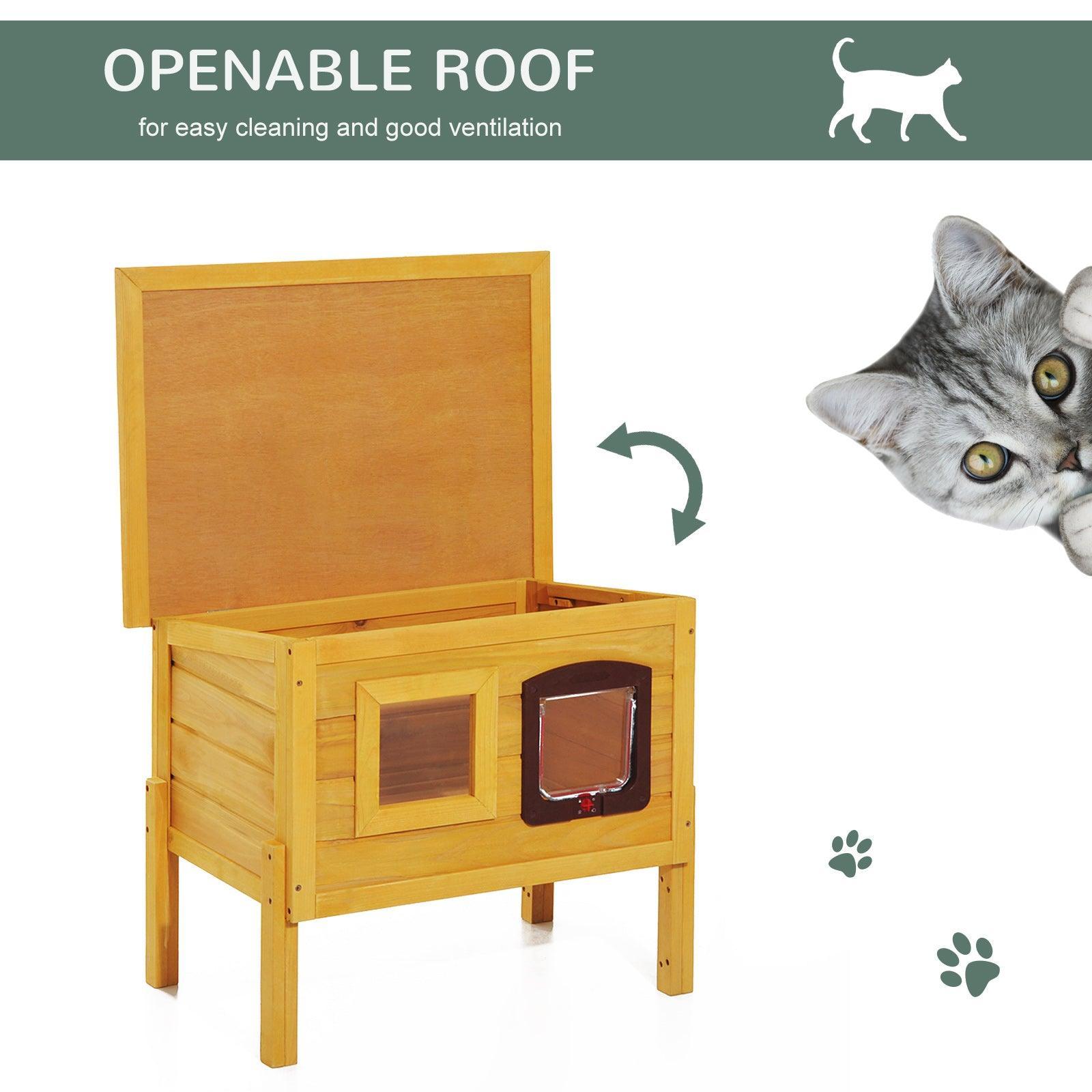 Pawhut Garden Cat House - Outdoor Shelter with Door & Window - ALL4U RETAILER LTD