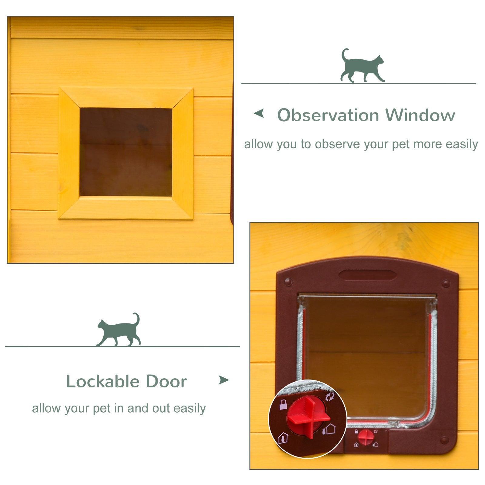 Pawhut Garden Cat House - Outdoor Shelter with Door & Window - ALL4U RETAILER LTD