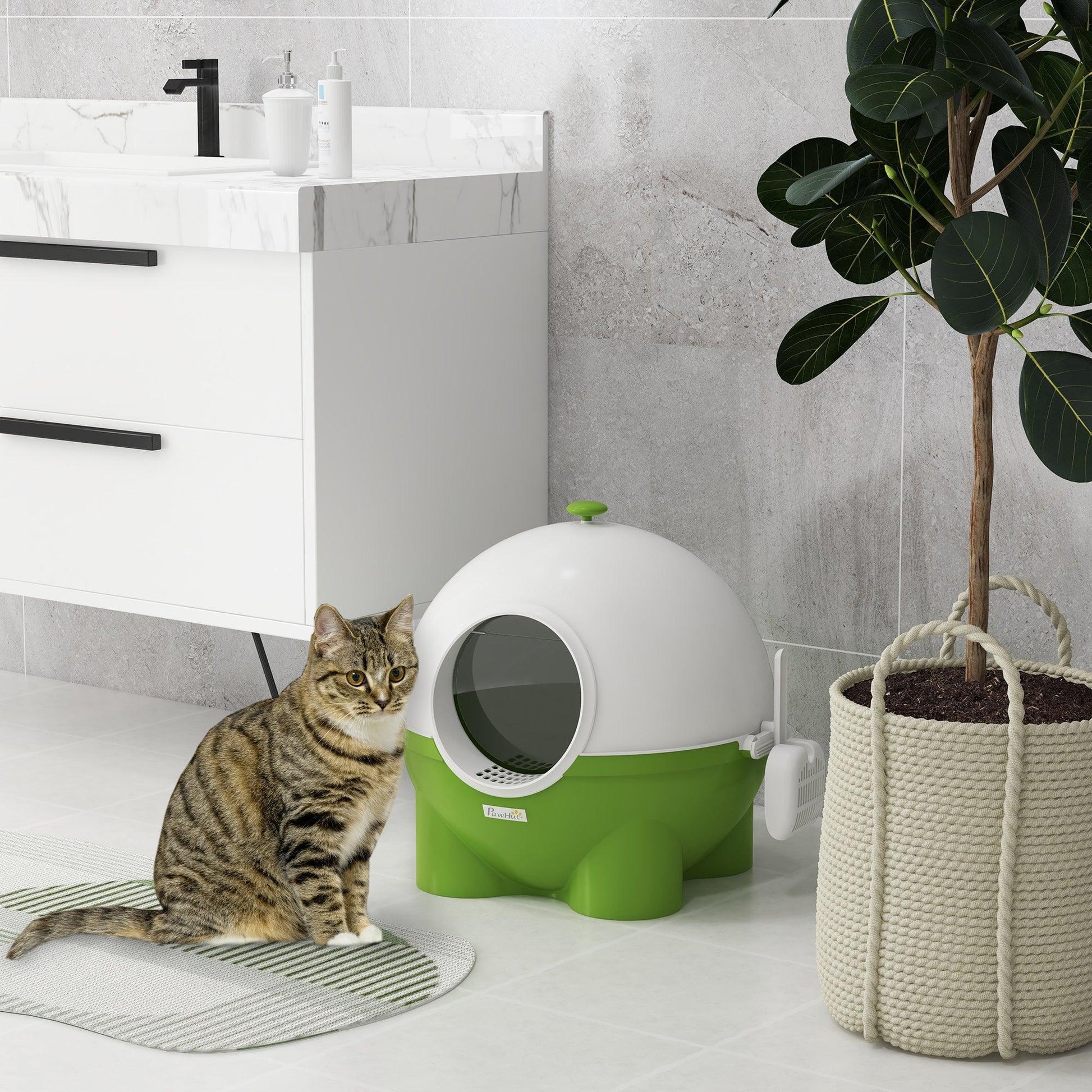 PawHut Green Cat Litter Box - 60x48cm - ALL4U RETAILER LTD