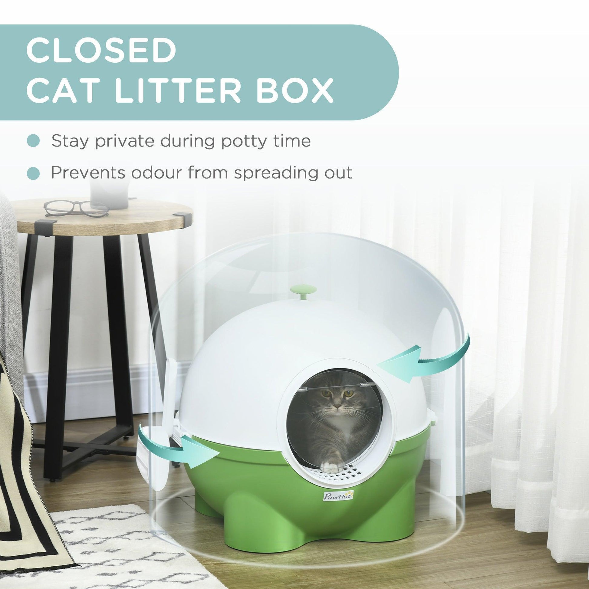 PawHut Green Cat Litter Box - 60x48cm - ALL4U RETAILER LTD